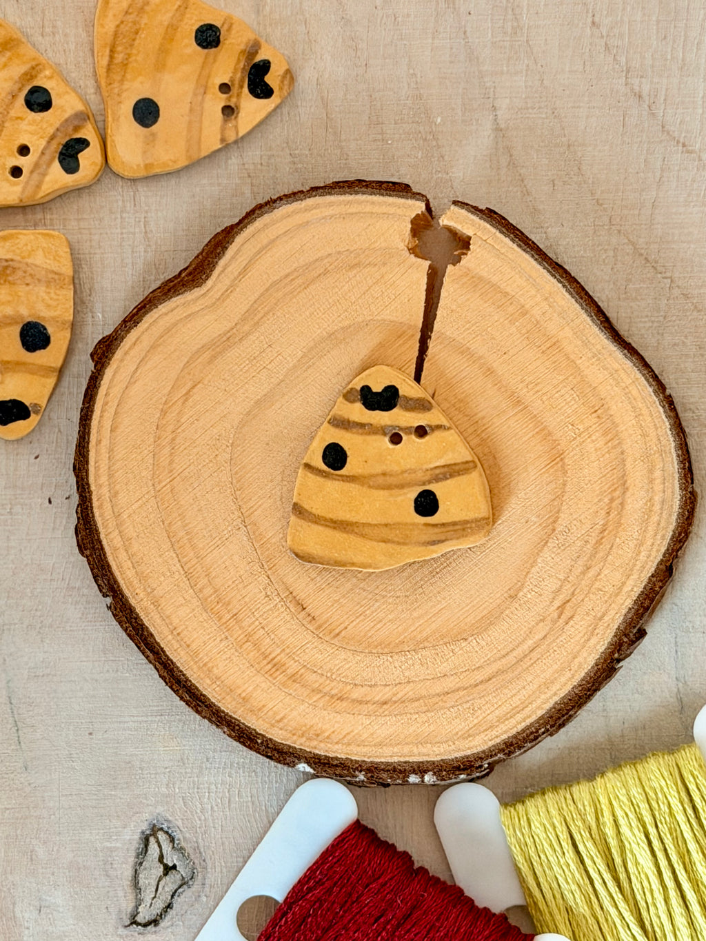 Handmade Ceramic Button for Cross Stitch – Beehive