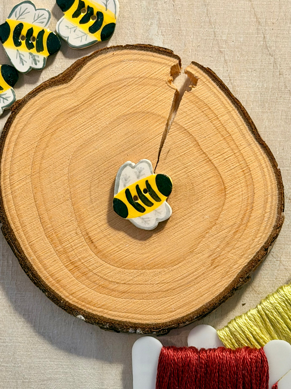 Handmade Ceramic Button for Cross Stitch – Bee #1