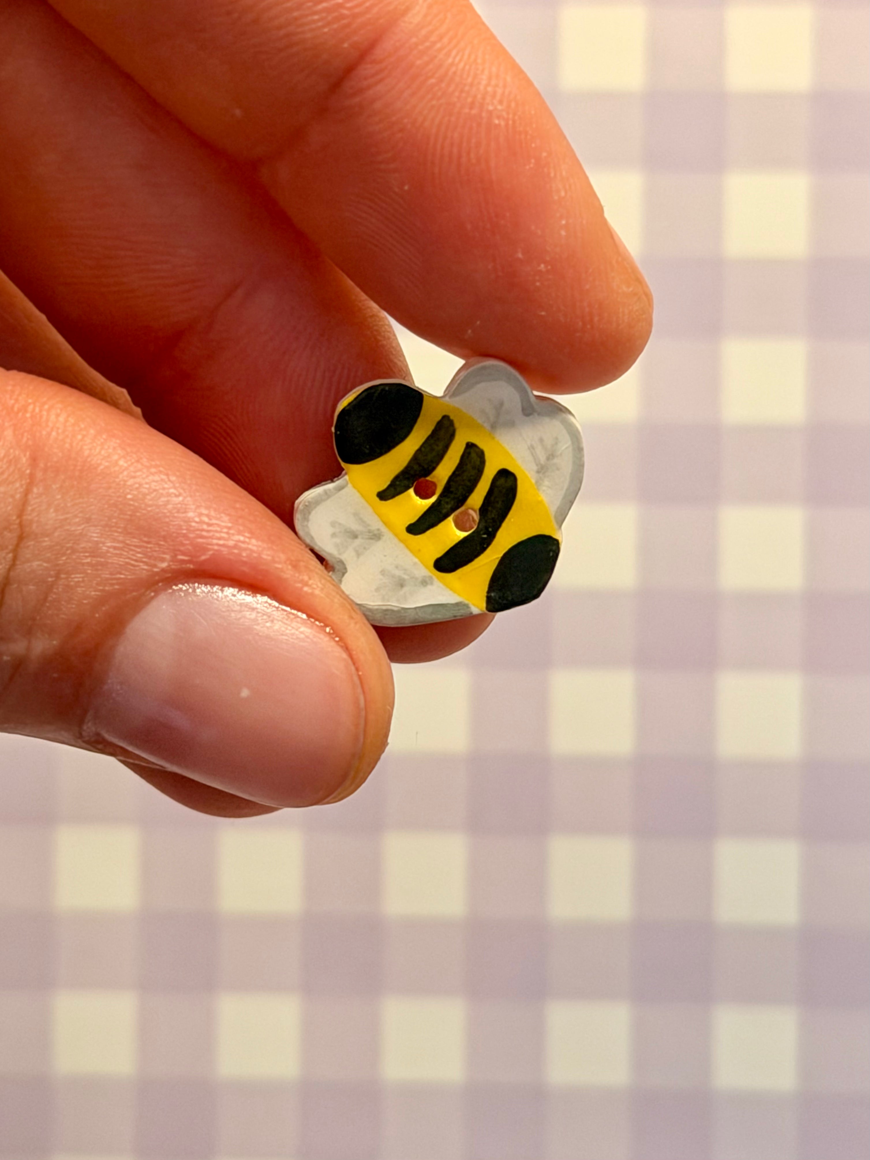 Handmade Ceramic Button for Cross Stitch – Bee #1