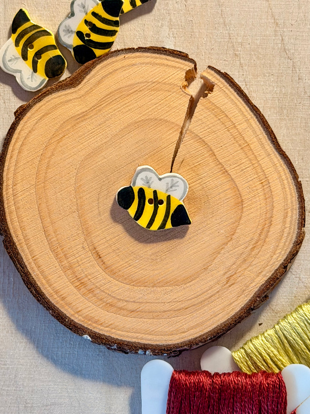 Handmade Ceramic Button for Cross Stitch – Bee #2