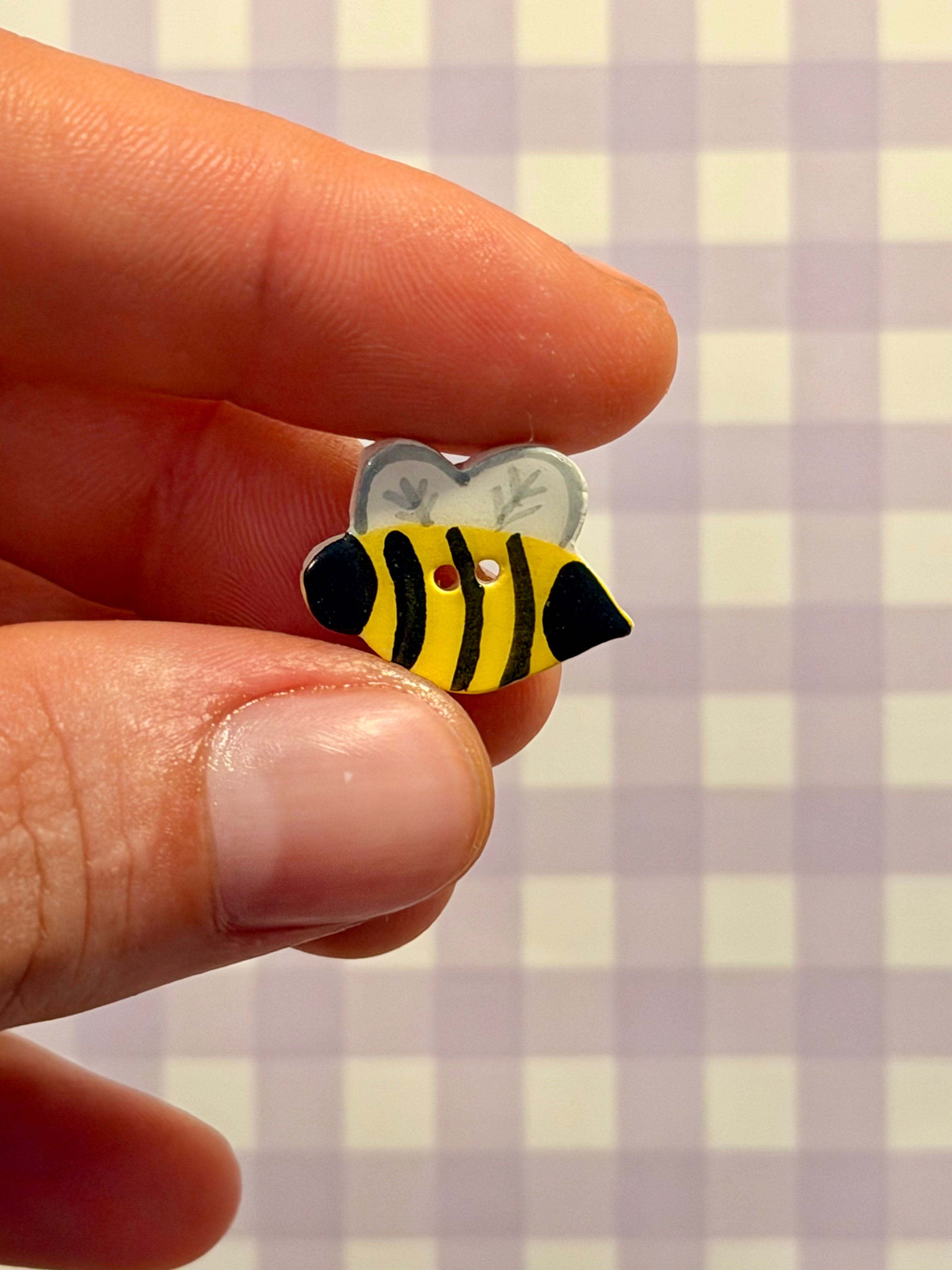 Handmade Ceramic Button for Cross Stitch – Bee #2