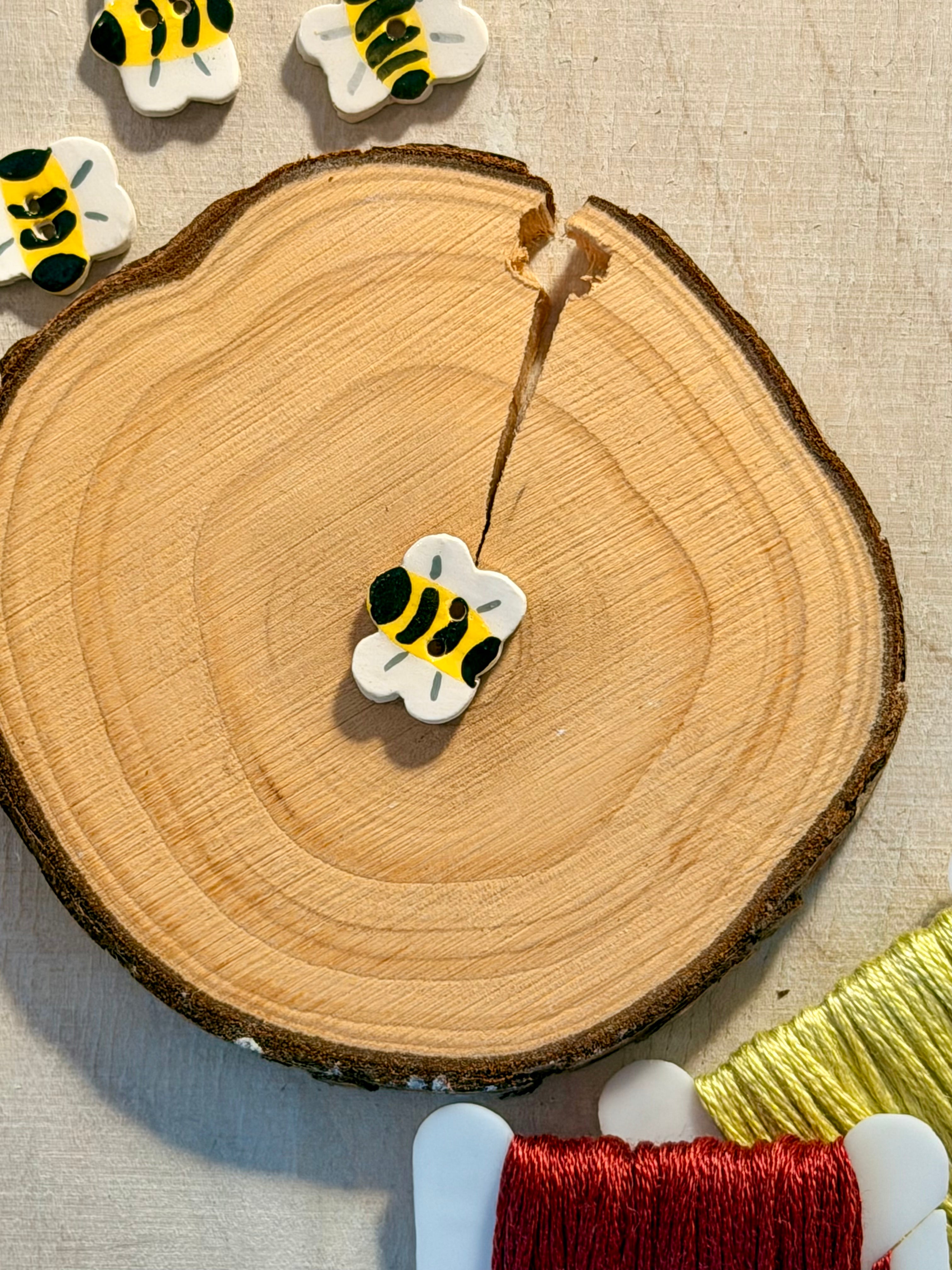 Handmade Ceramic Button for Cross Stitch – Bee #3