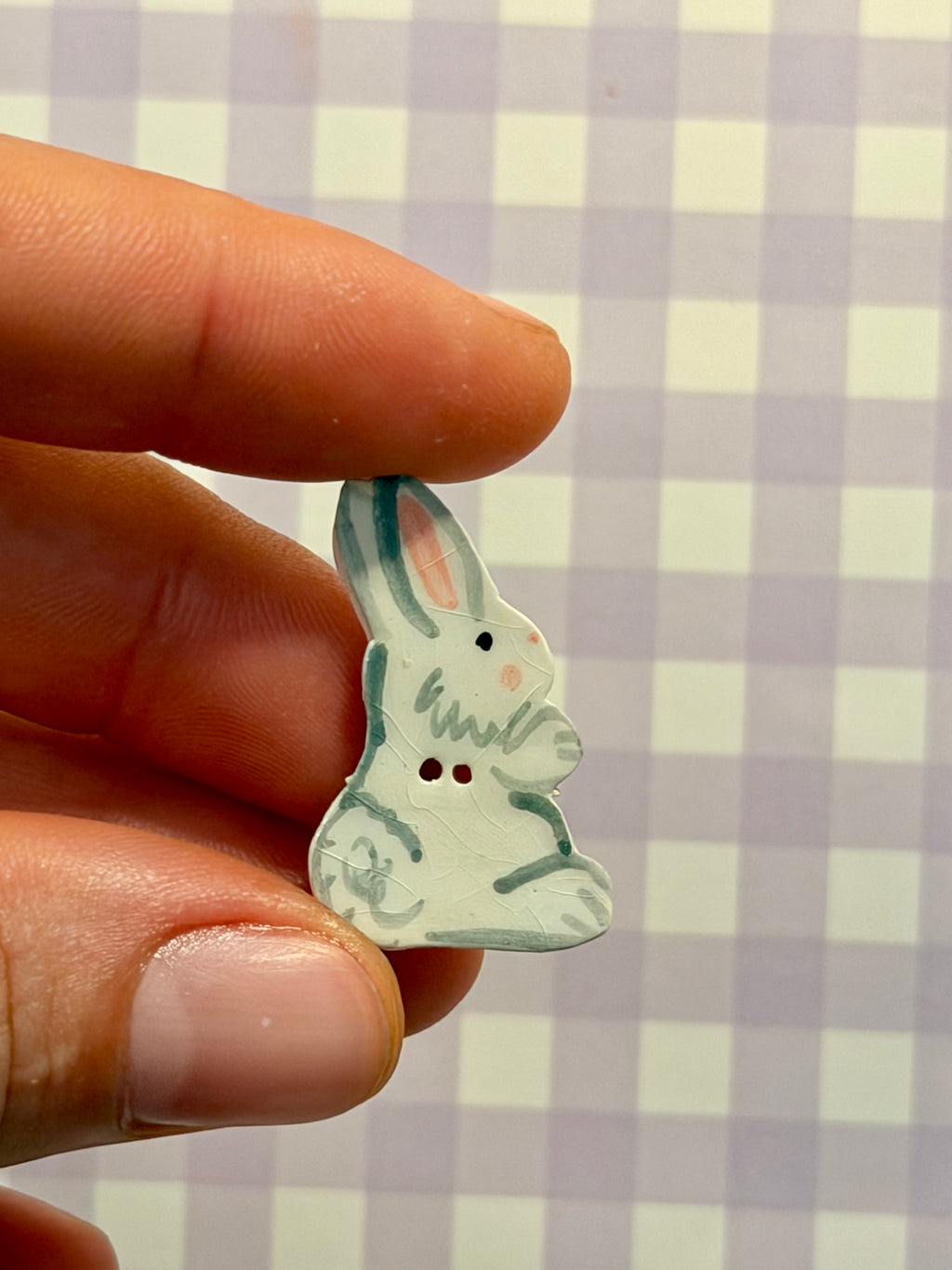 Handmade Ceramic Button for Cross Stitch – Bunny #1