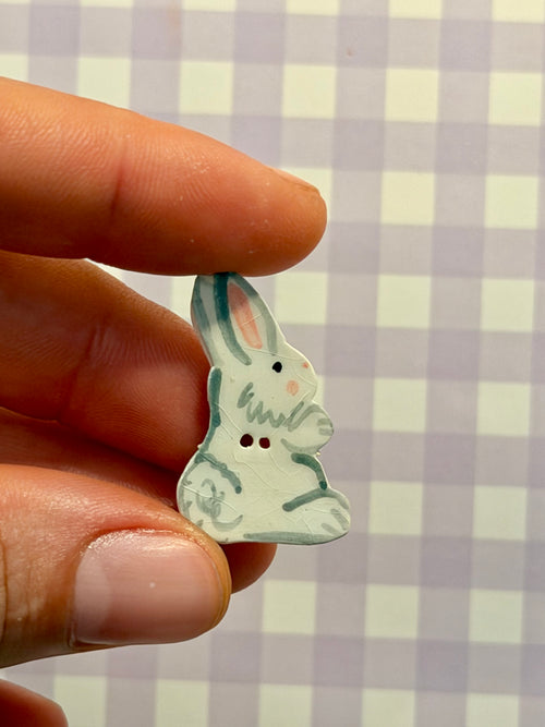 Handmade Ceramic Button for Cross Stitch – Bunny #1
