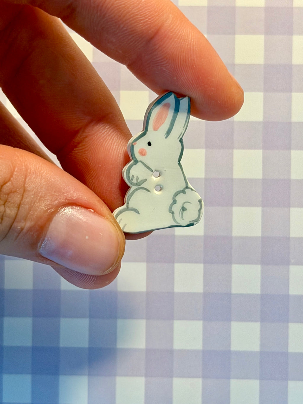 Handmade Ceramic Button for Cross Stitch – Bunny #2