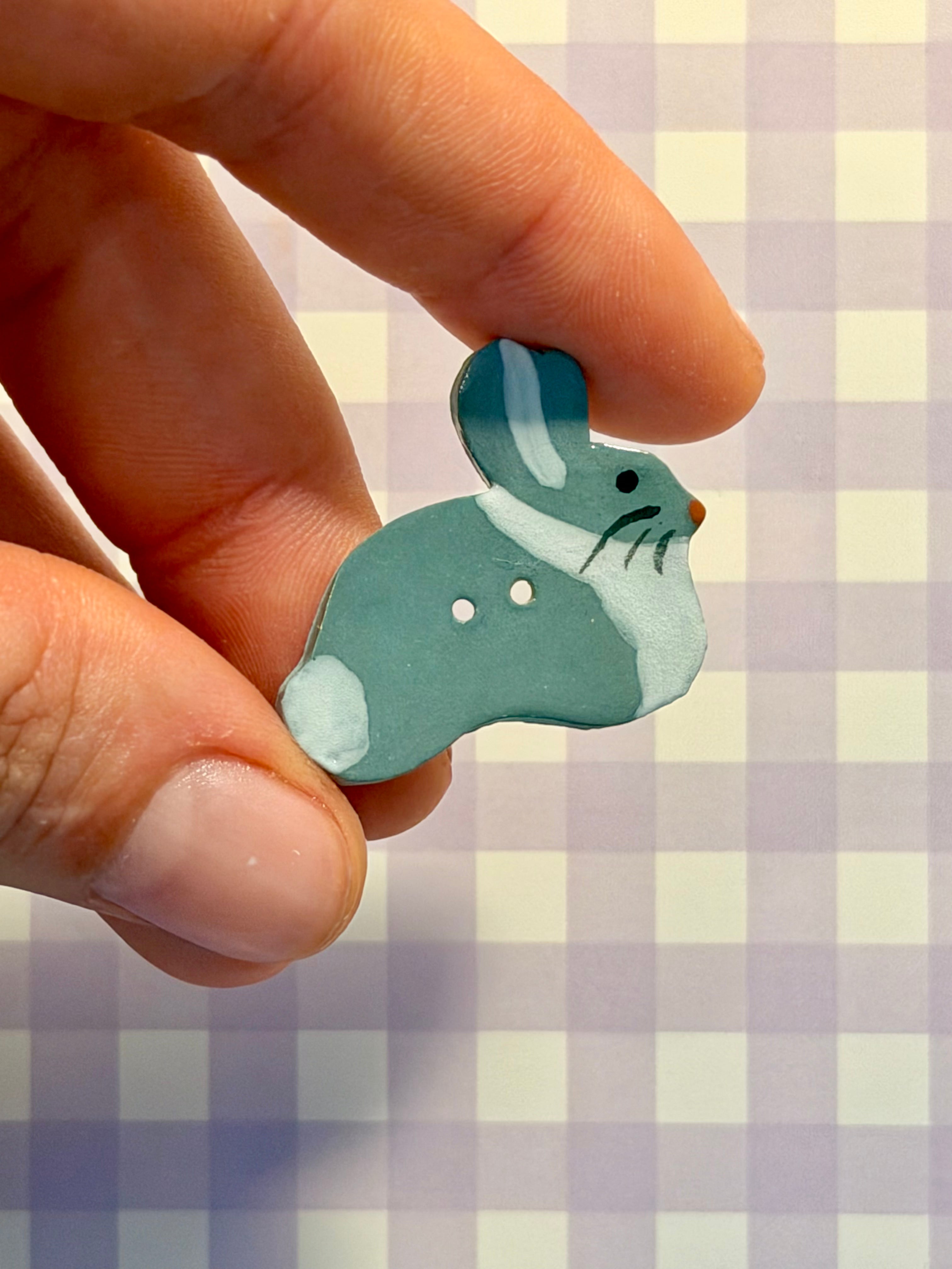 Handmade Ceramic Button for Cross Stitch – Bunny #4