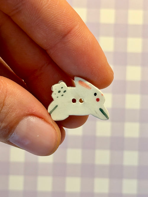 Handmade Ceramic Button for Cross Stitch – Bunny #6