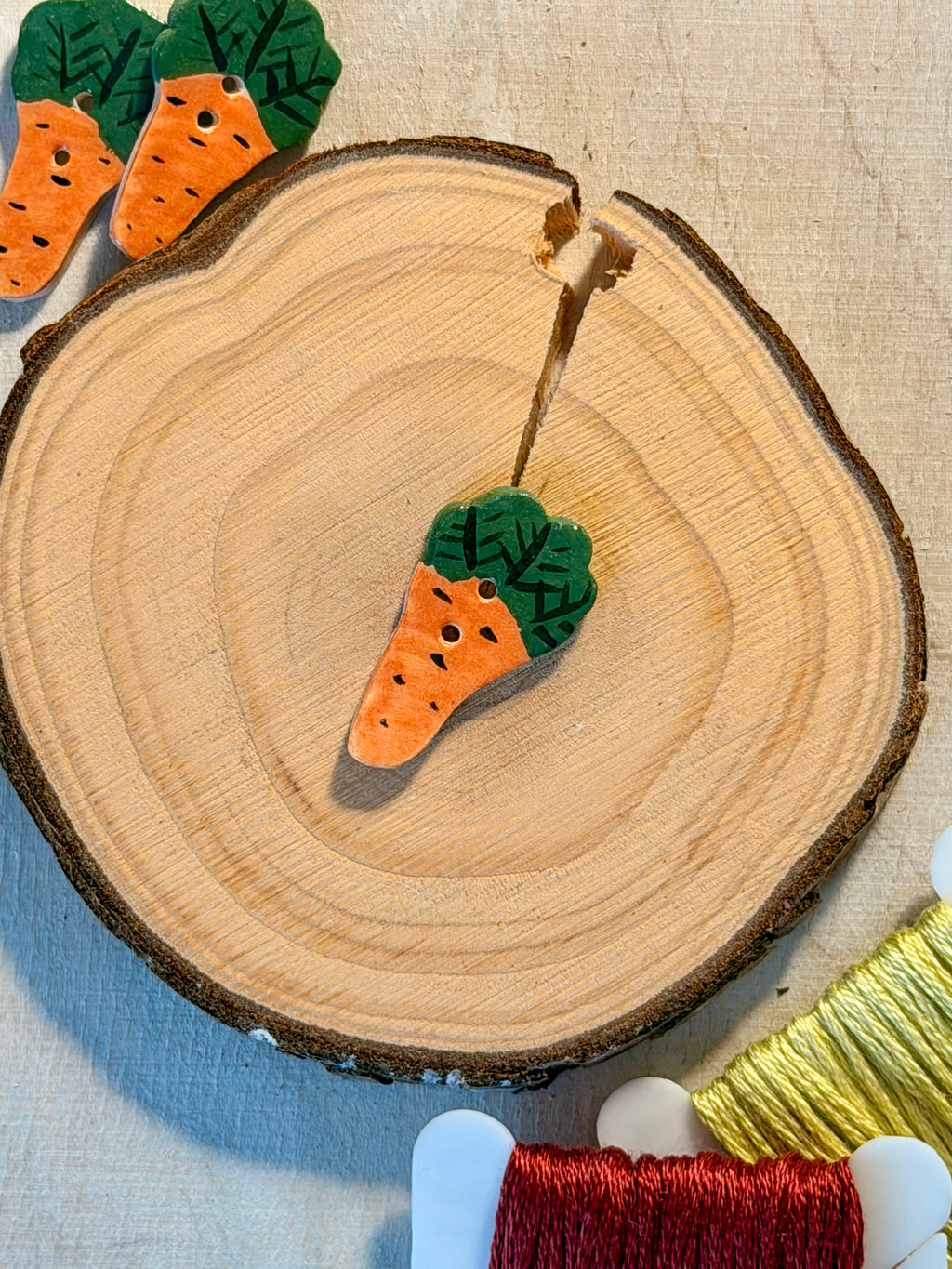 Handmade Ceramic Button for Cross Stitch – Carrot