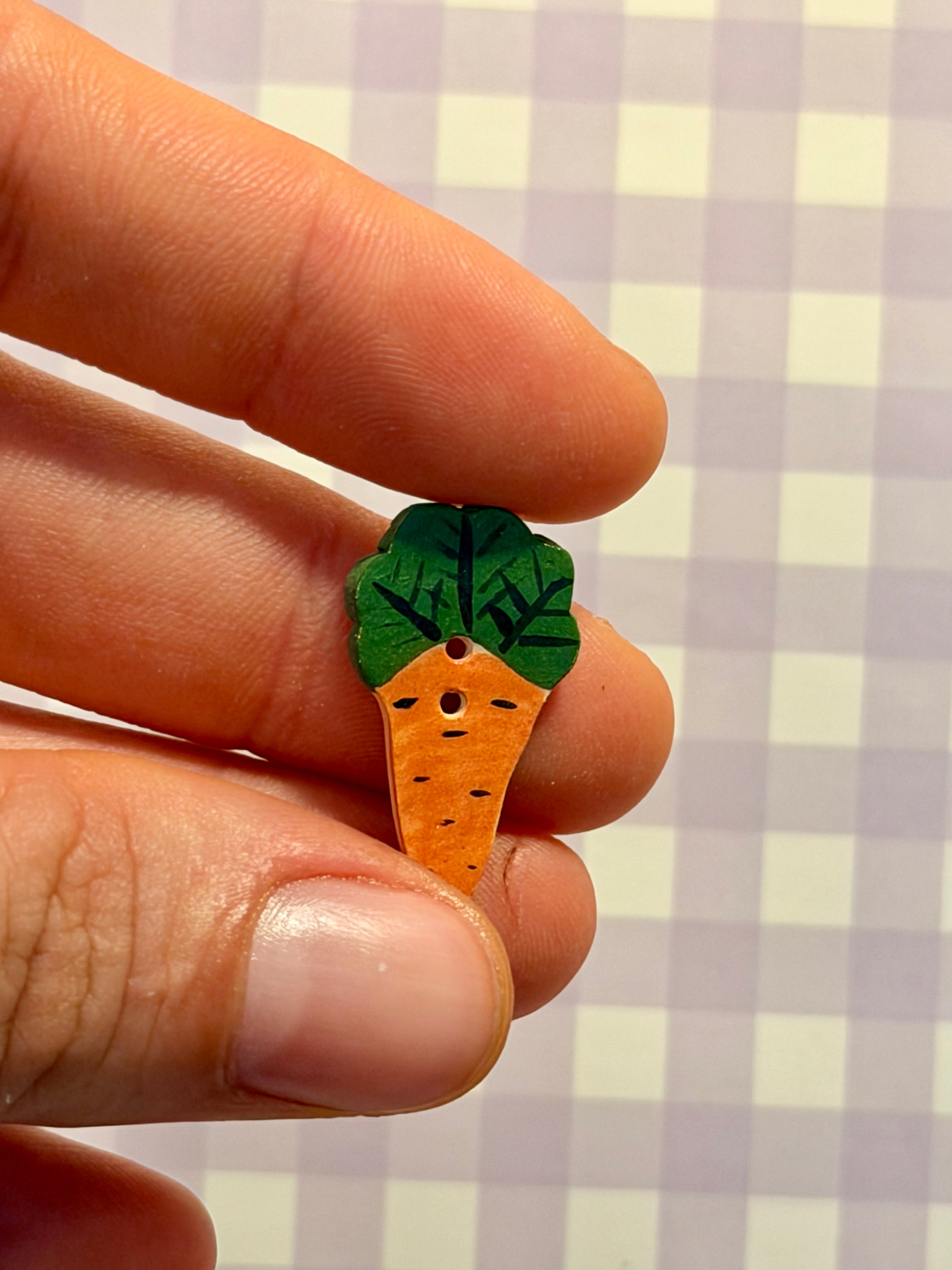 Handmade Ceramic Button for Cross Stitch – Carrot