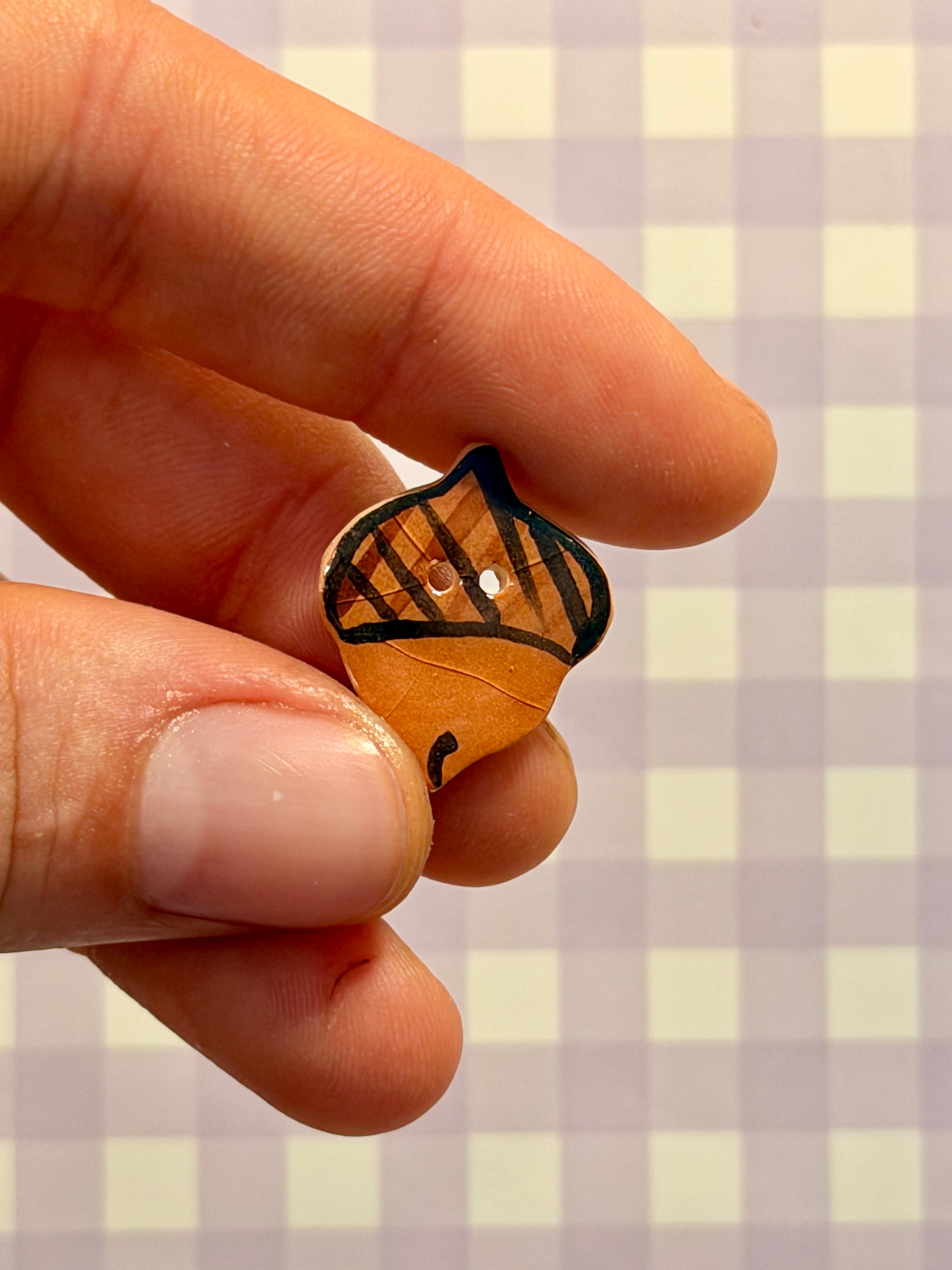 Handmade Ceramic Button for Cross Stitch – Acorn