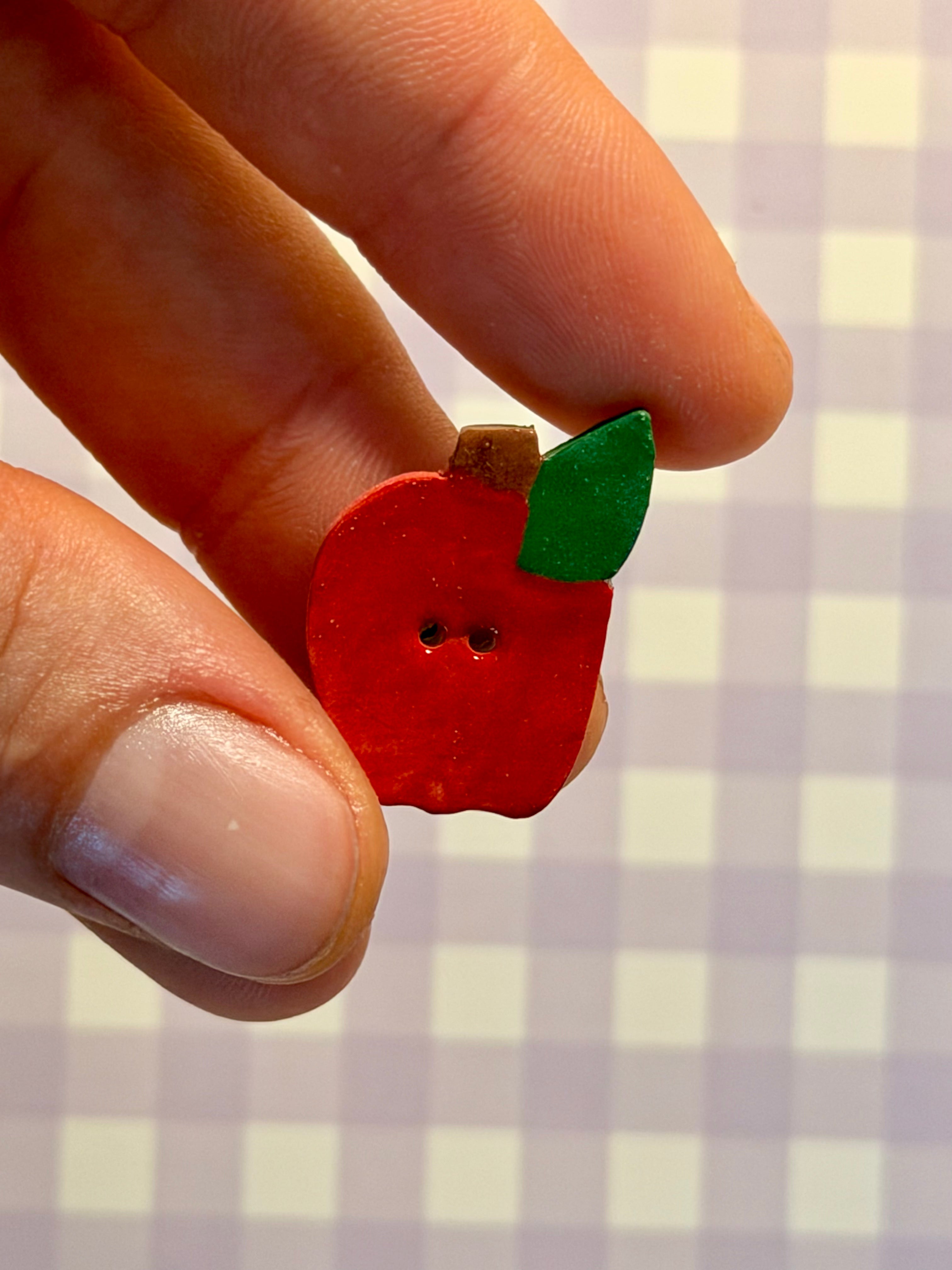 Handmade Ceramic Button for Cross Stitch – Apple