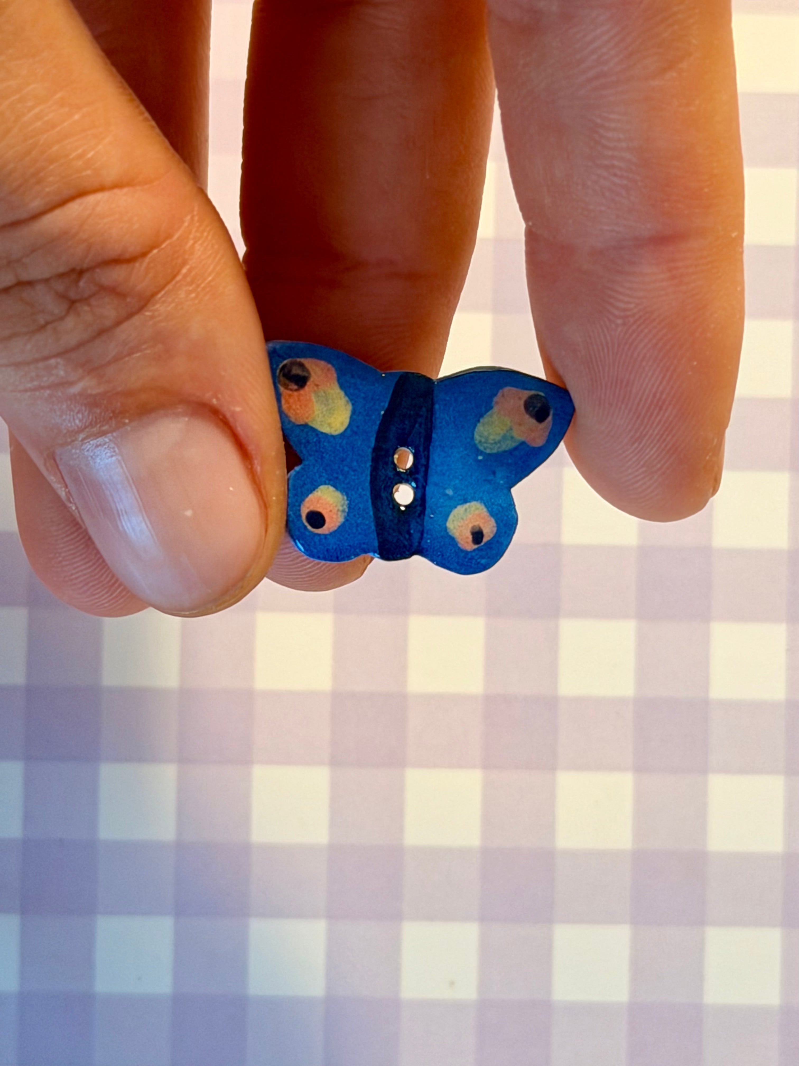 Handmade Ceramic Button for Cross Stitch – Butterfly #1