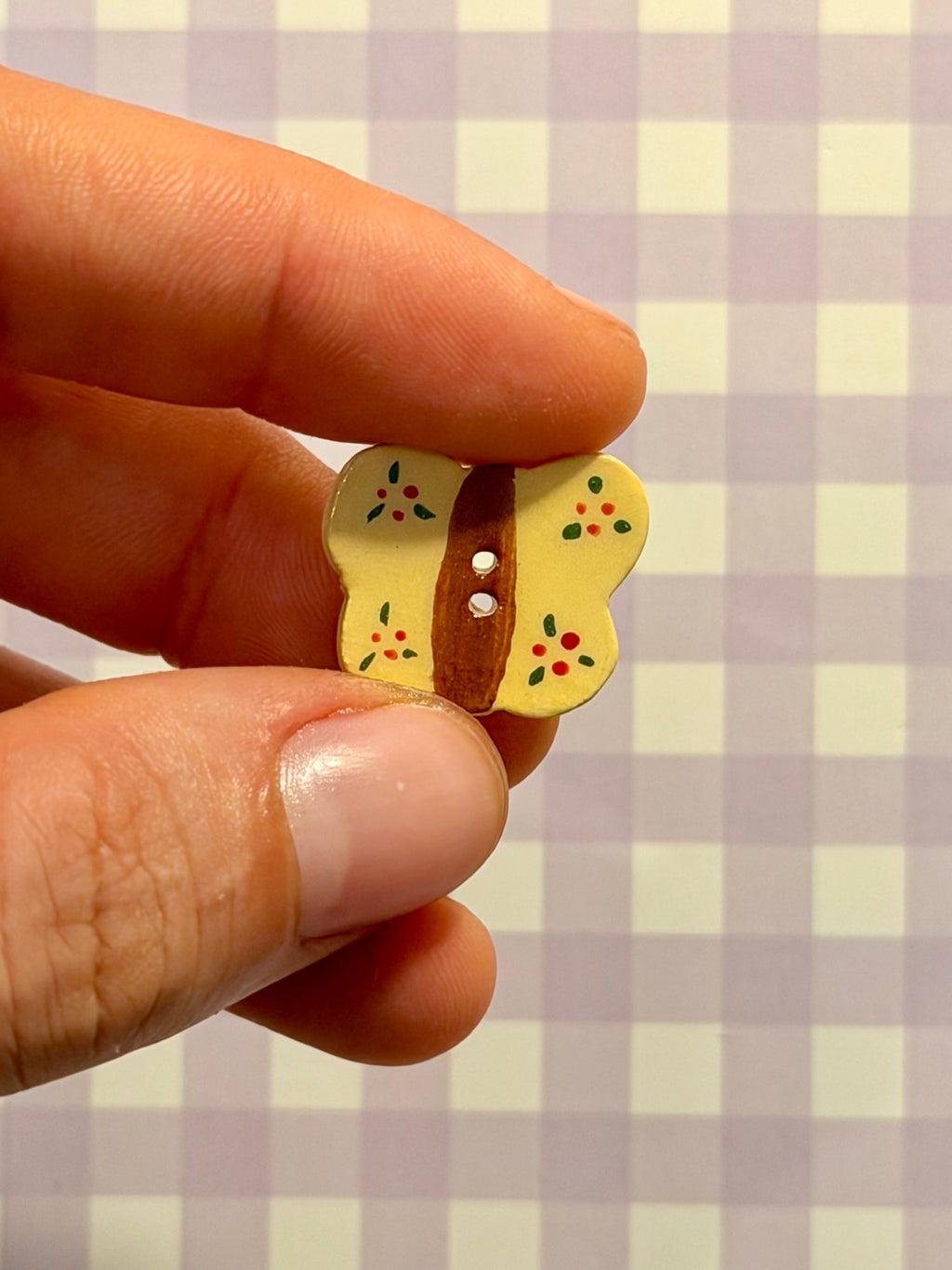 Handmade Ceramic Button for Cross Stitch – Butterfly #2
