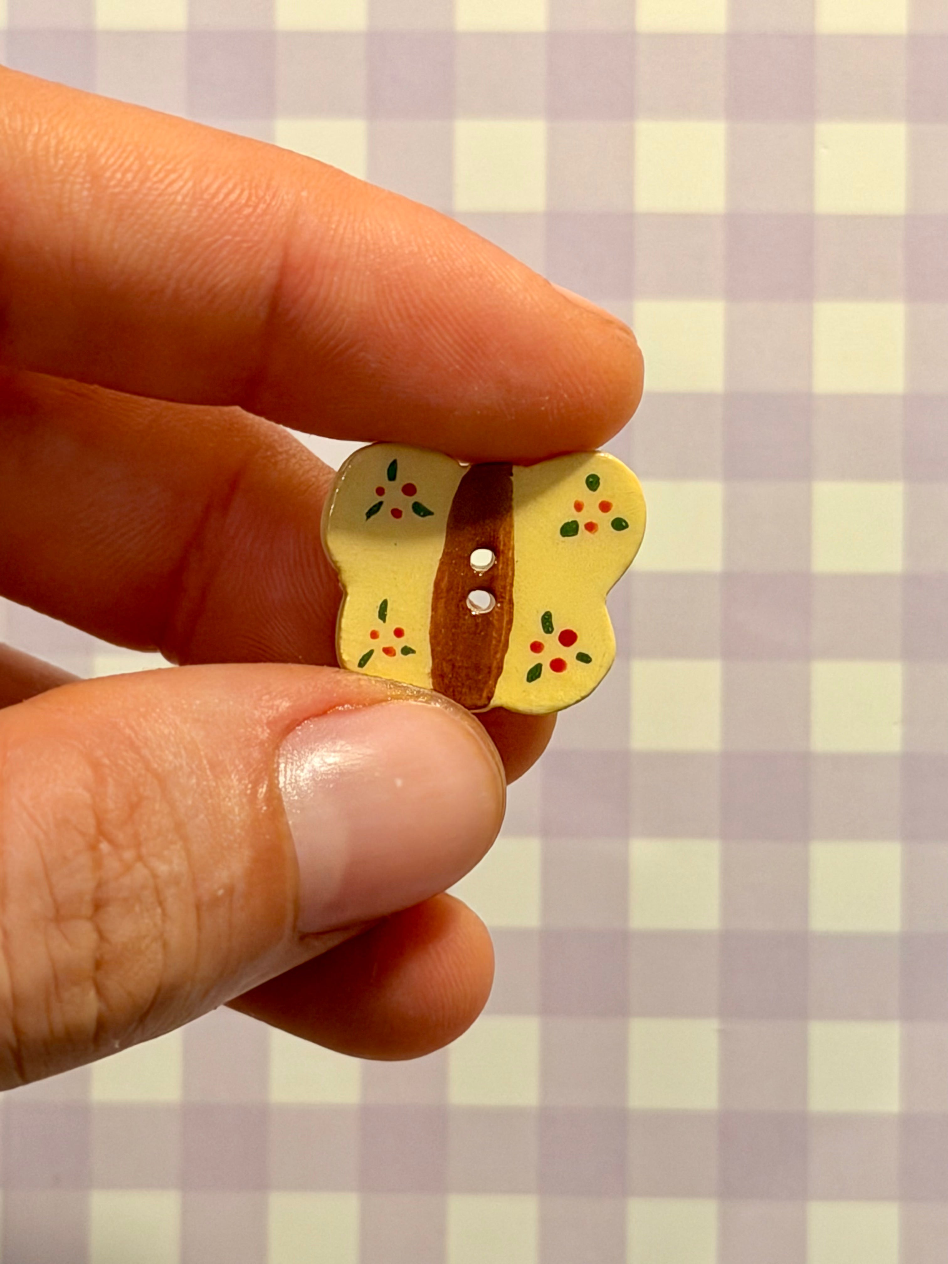 Handmade Ceramic Button for Cross Stitch – Butterfly #2