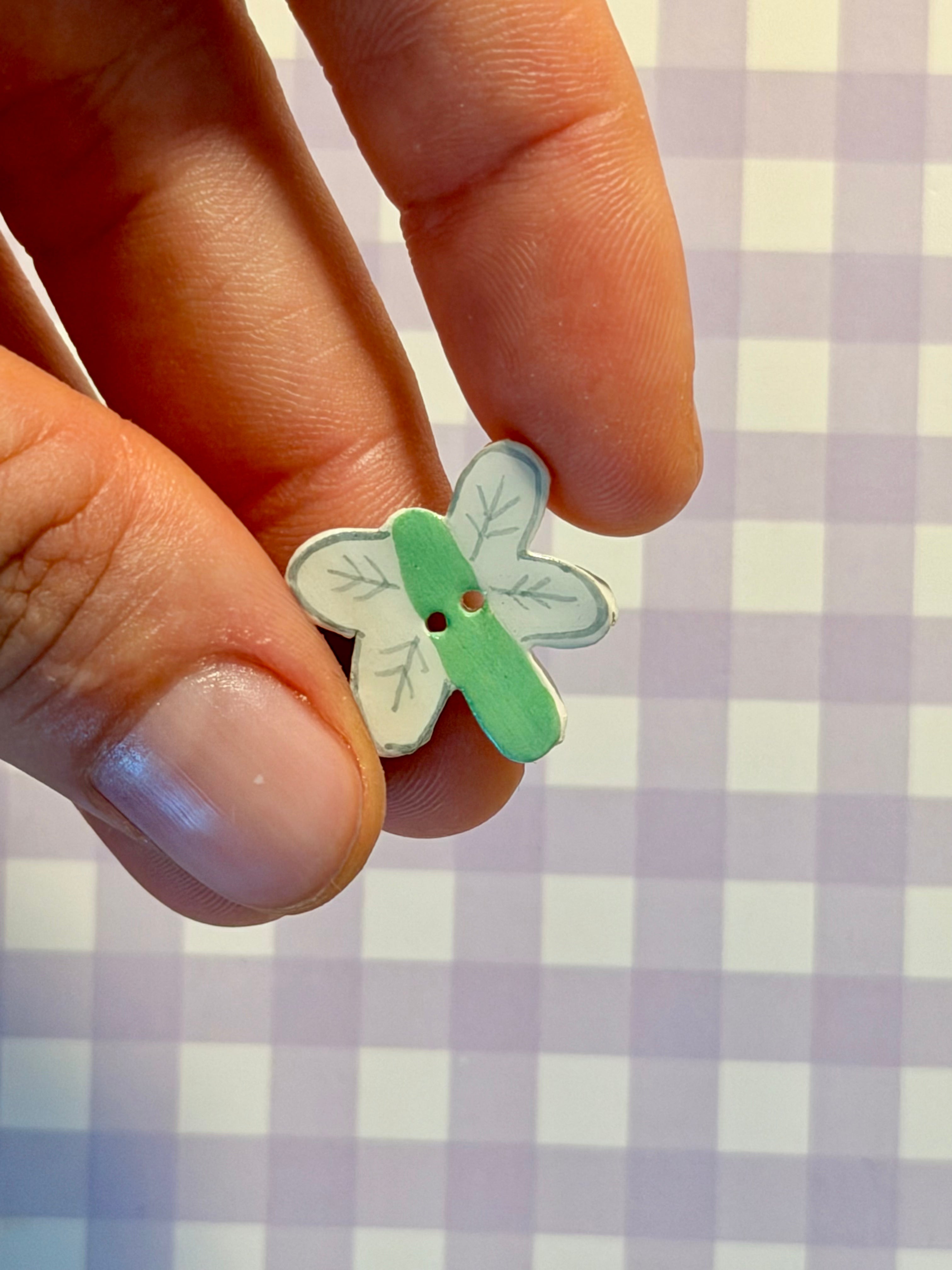 Handmade Ceramic Button for Cross Stitch – Dragonfly Green