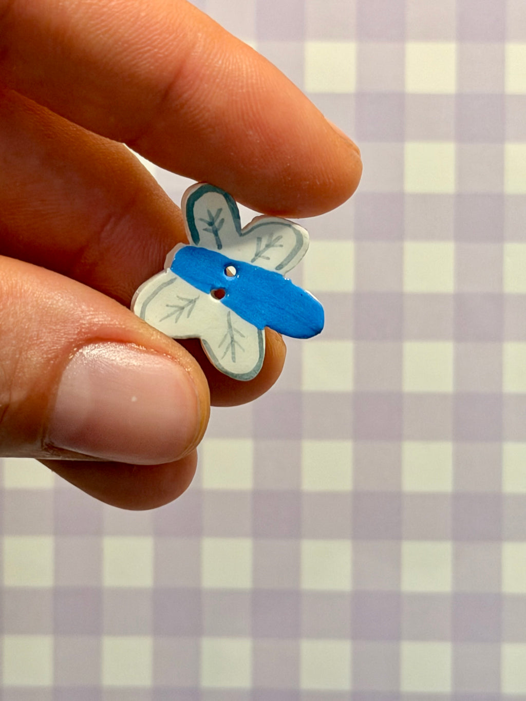 Handmade Ceramic Button for Cross Stitch – Dragonfly Blue