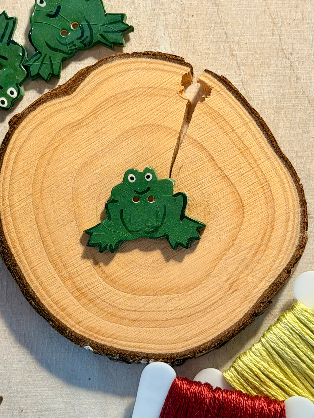 Handmade Ceramic Button for Cross Stitch – Frog