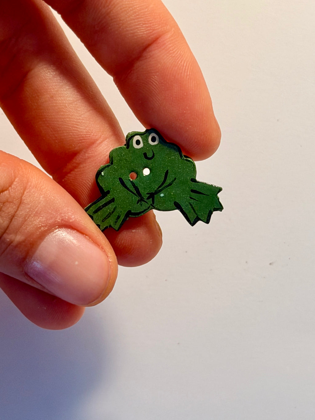 Handmade Ceramic Button for Cross Stitch – Frog