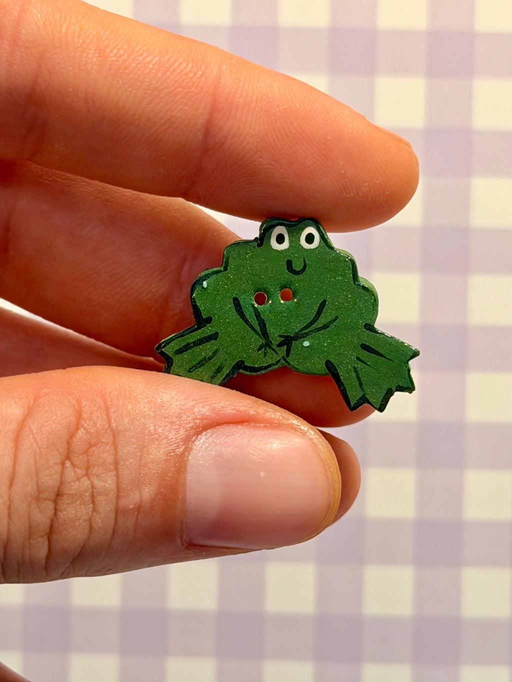 Handmade Ceramic Button for Cross Stitch – Frog