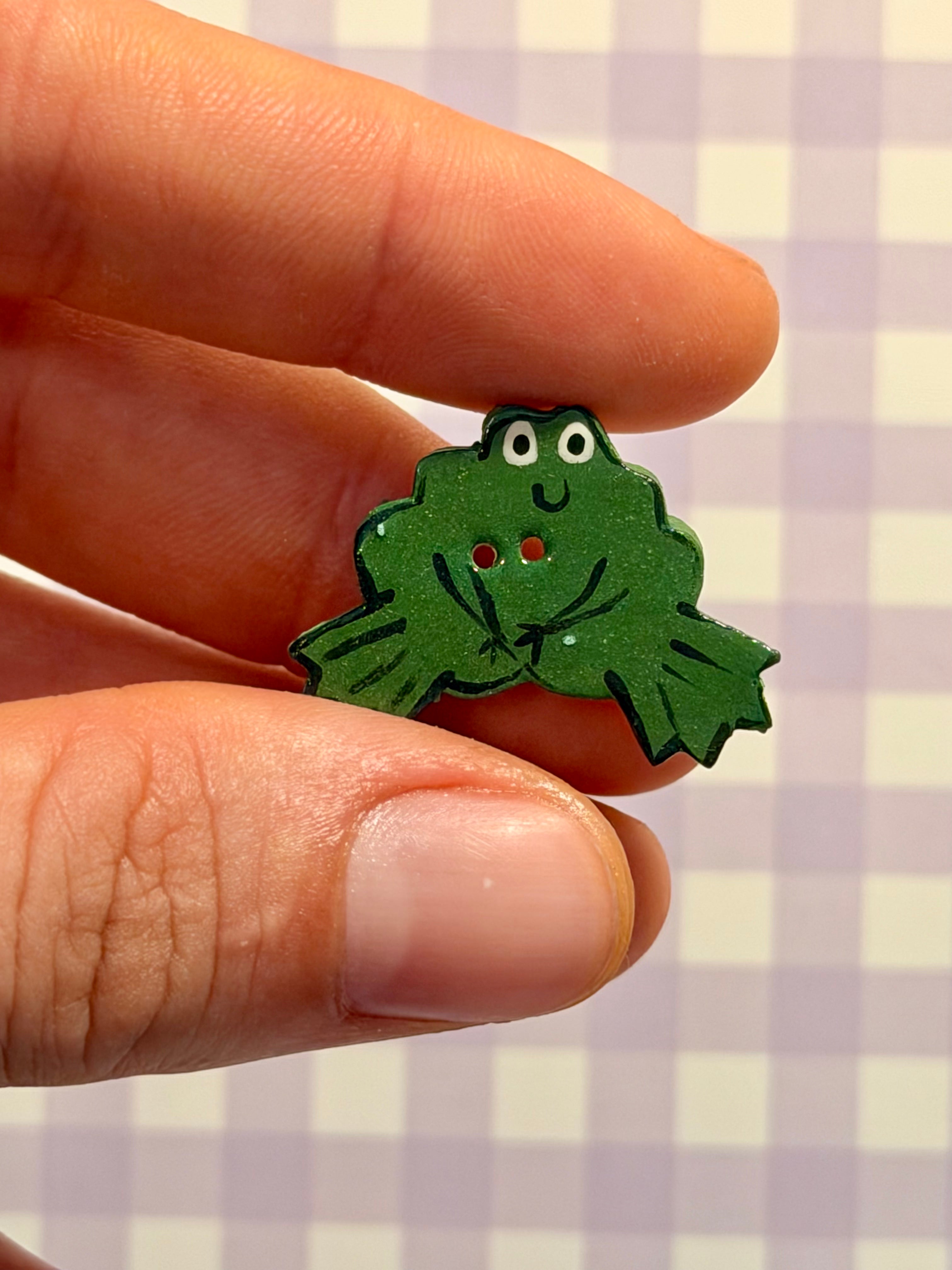 Handmade Ceramic Button for Cross Stitch – Frog