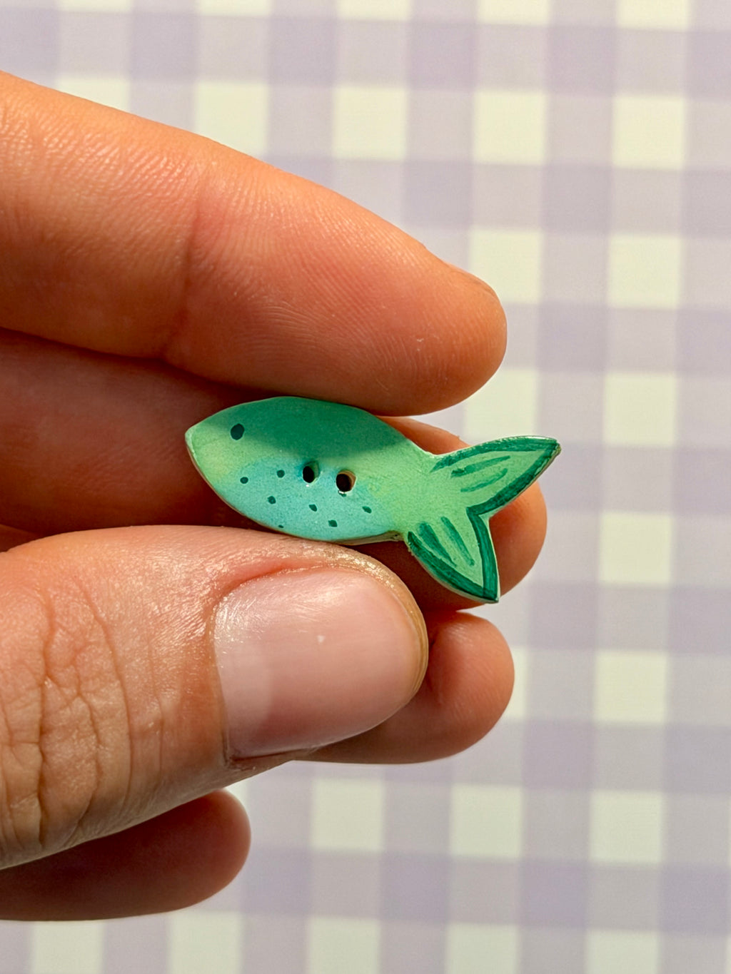 Handmade Ceramic Button for Cross Stitch – Fish