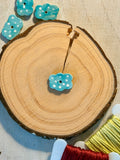 Handmade Ceramic Button for Cross Stitch – Mini Butterfly Blue