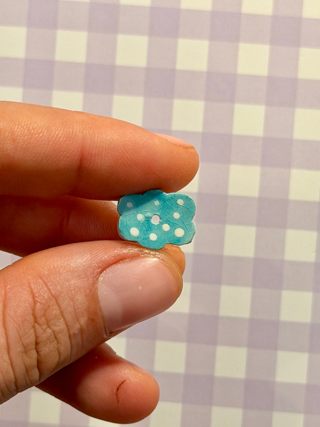 Handmade Ceramic Button for Cross Stitch – Mini Butterfly Blue