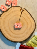 Handmade Ceramic Button for Cross Stitch – Mini Butterfly Pink