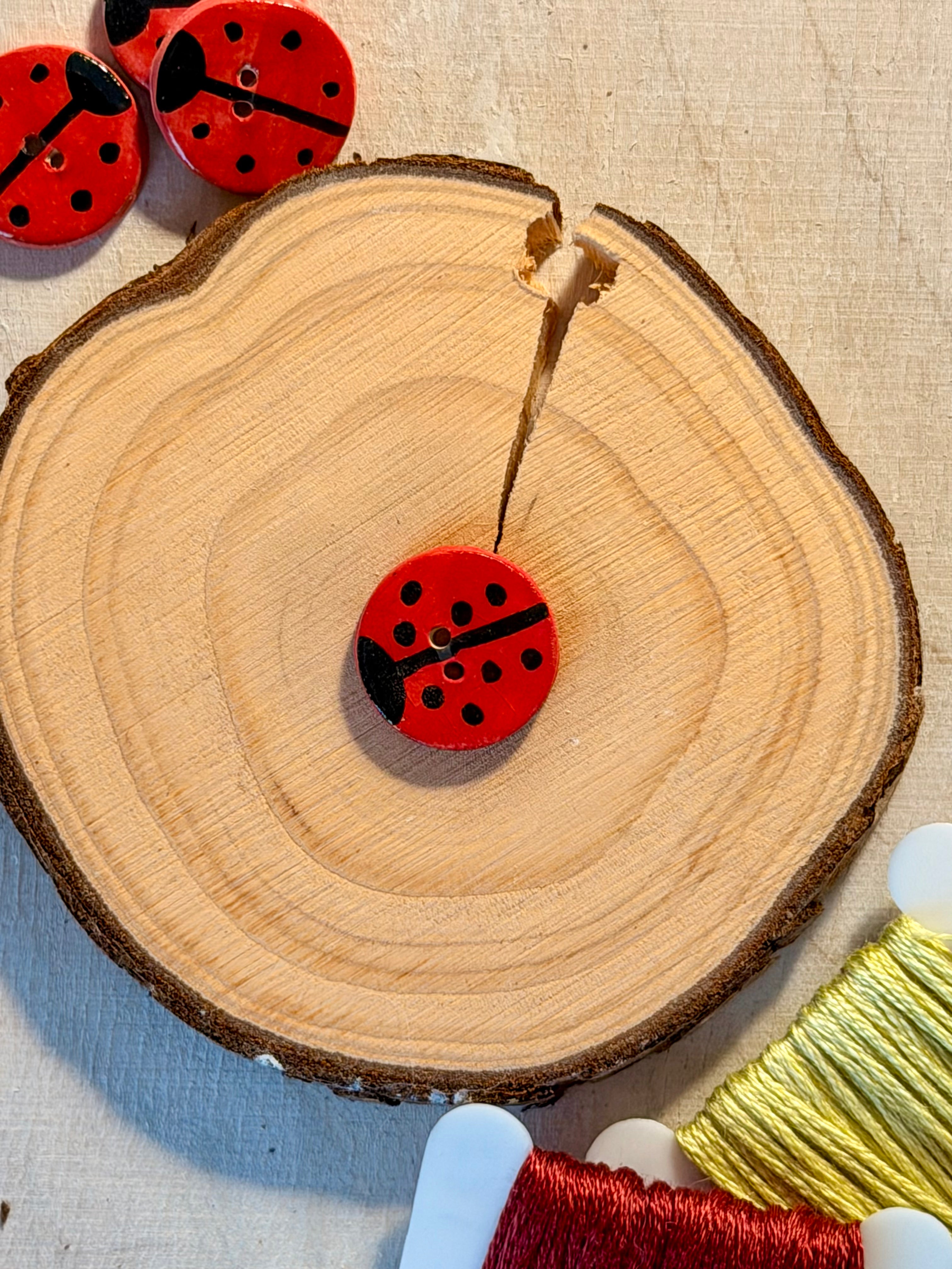 Handmade Ceramic Button for Cross Stitch – Ladybug