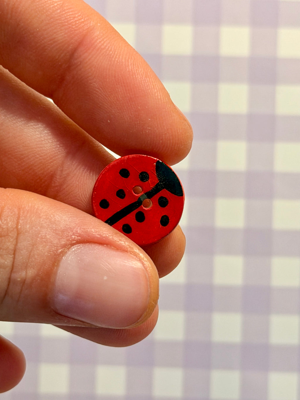 Handmade Ceramic Button for Cross Stitch – Ladybug