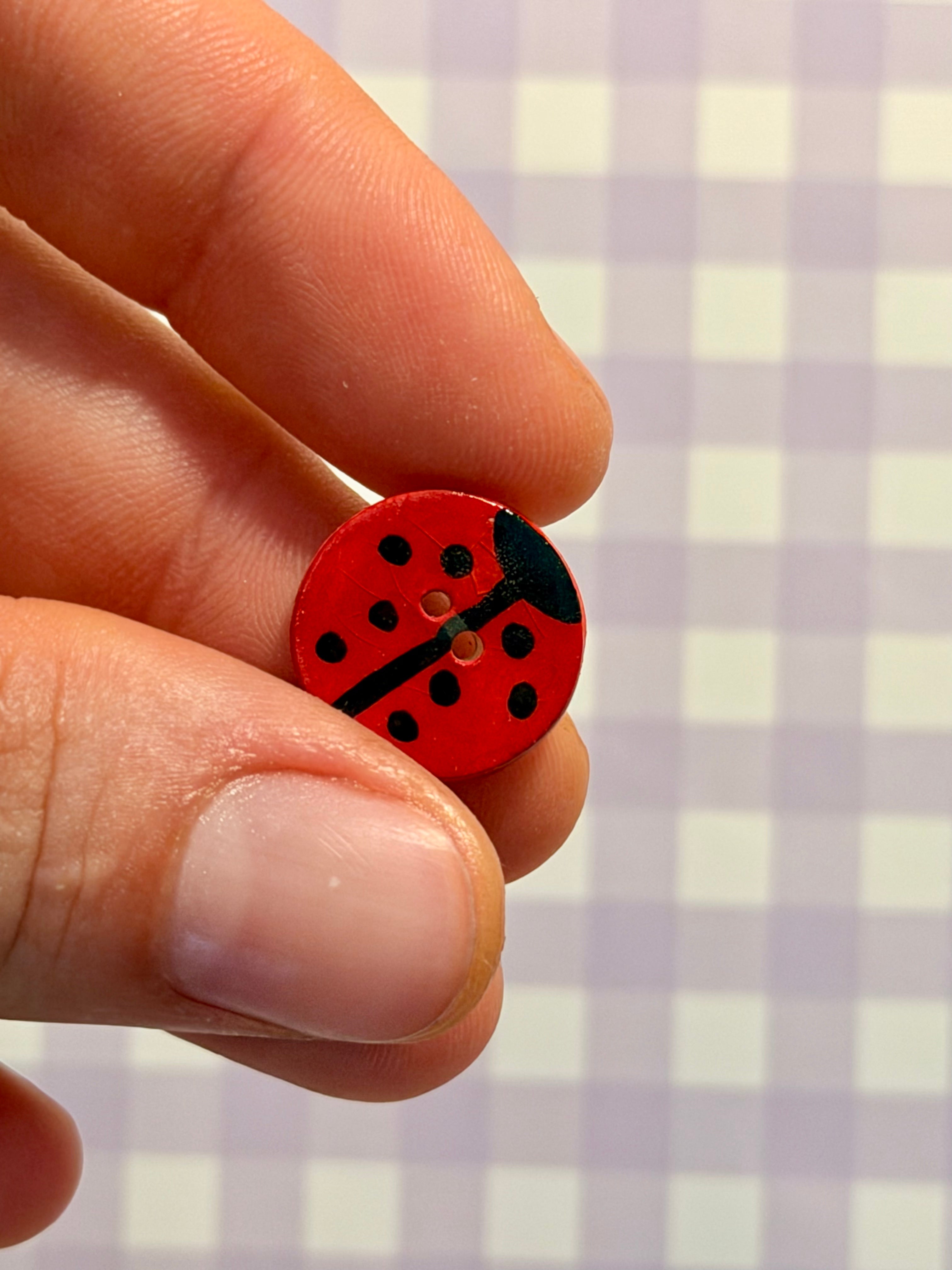 Handmade Ceramic Button for Cross Stitch – Ladybug