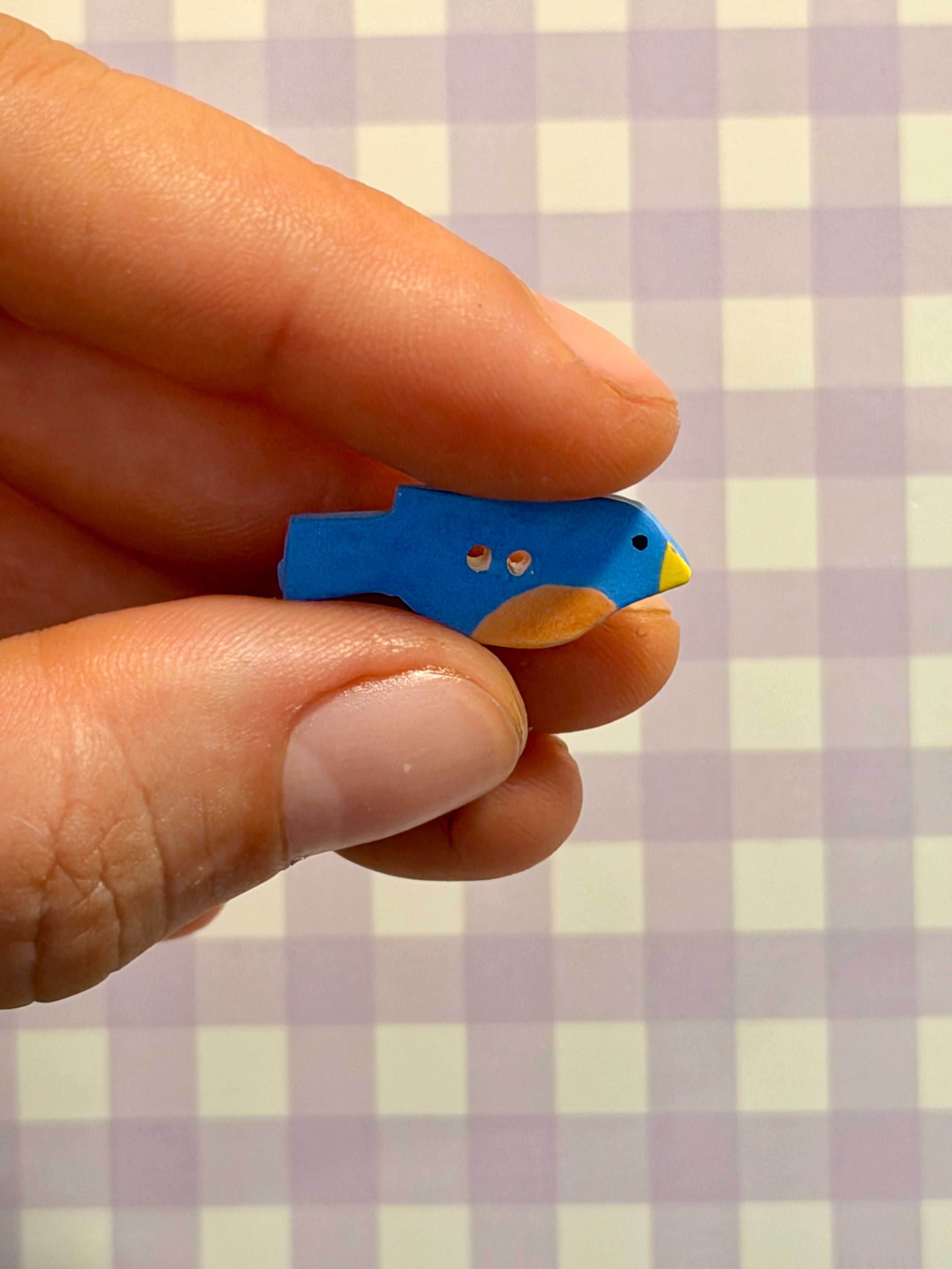 Handmade Ceramic Button for Cross Stitch – Blue Bird #1