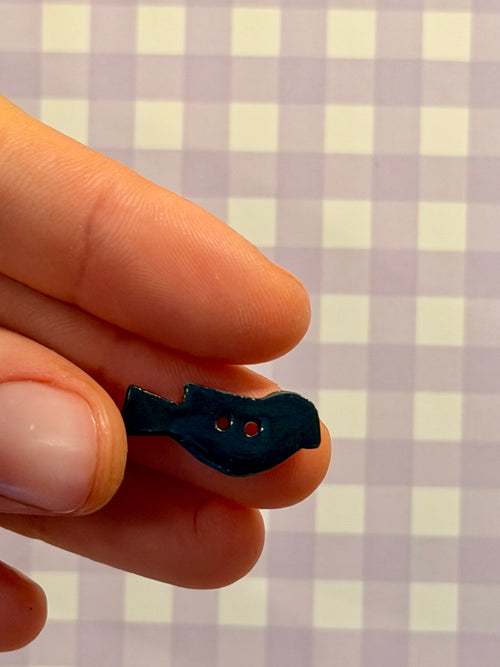 Handmade Ceramic Button for Cross Stitch – Black Bird #1