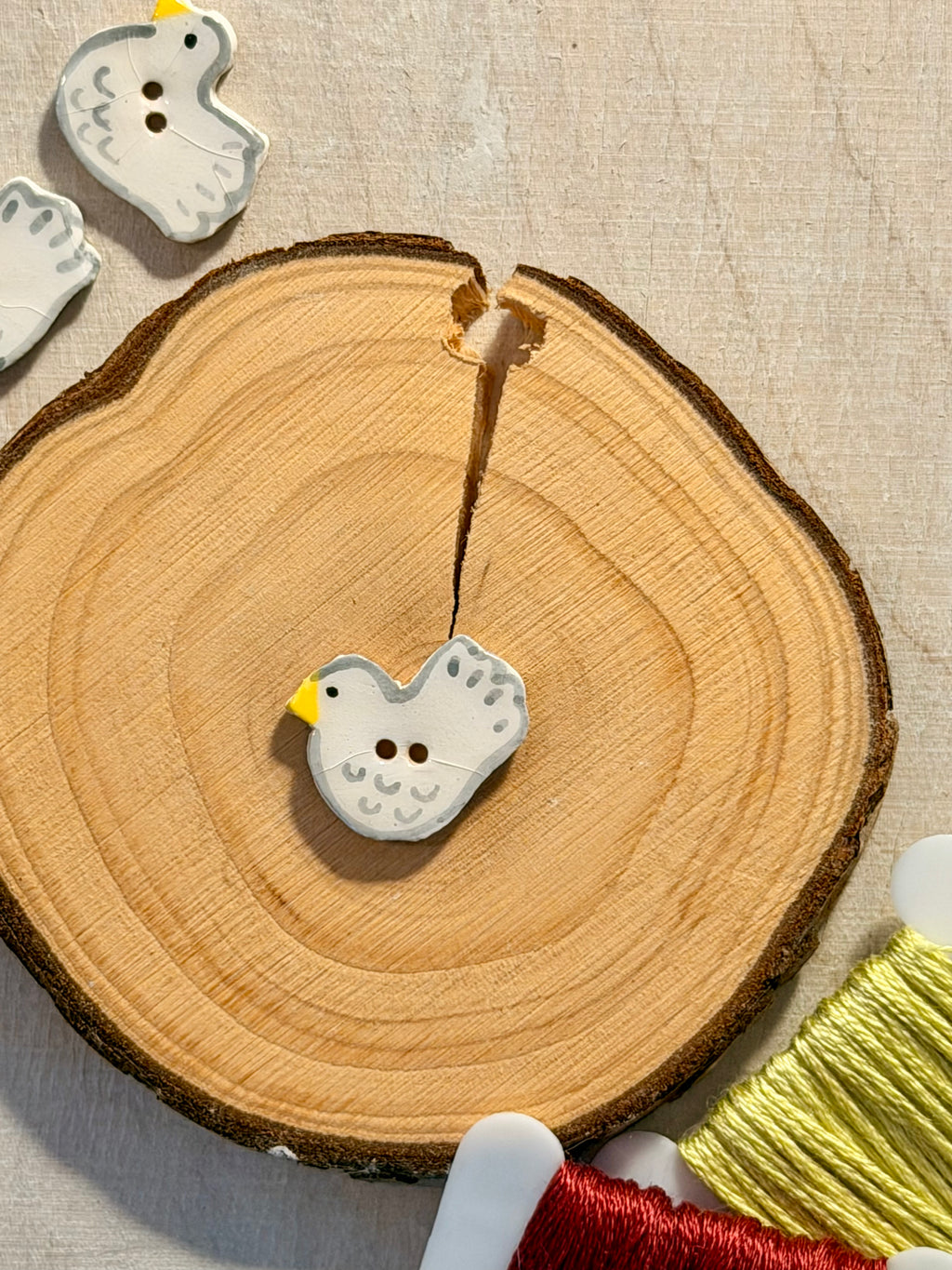 Handmade Ceramic Button for Cross Stitch – Pigeon