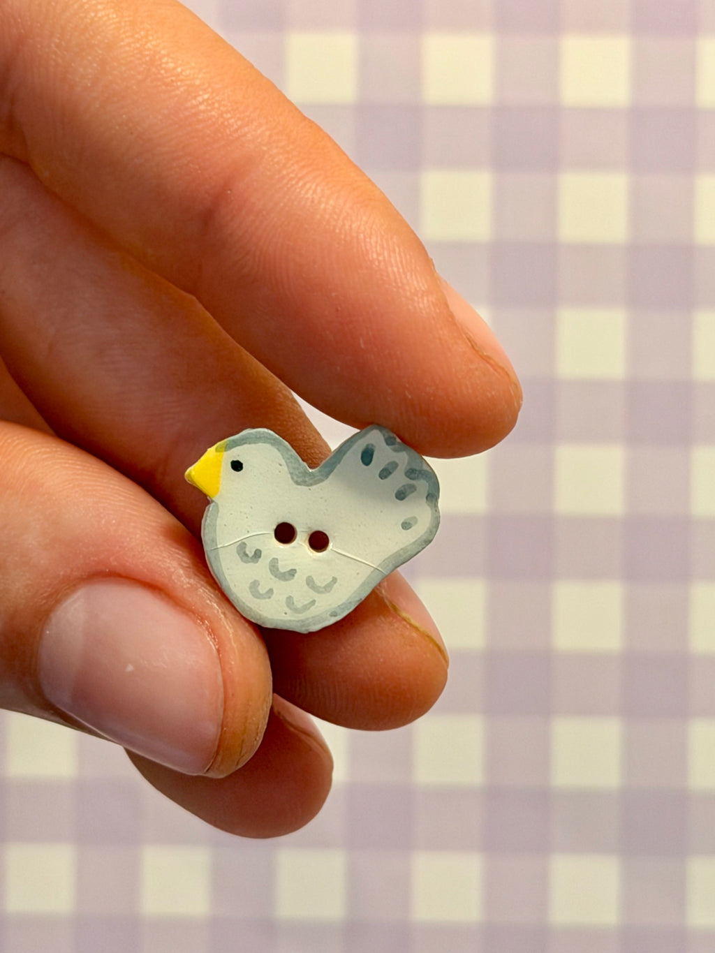 Handmade Ceramic Button for Cross Stitch – Pigeon