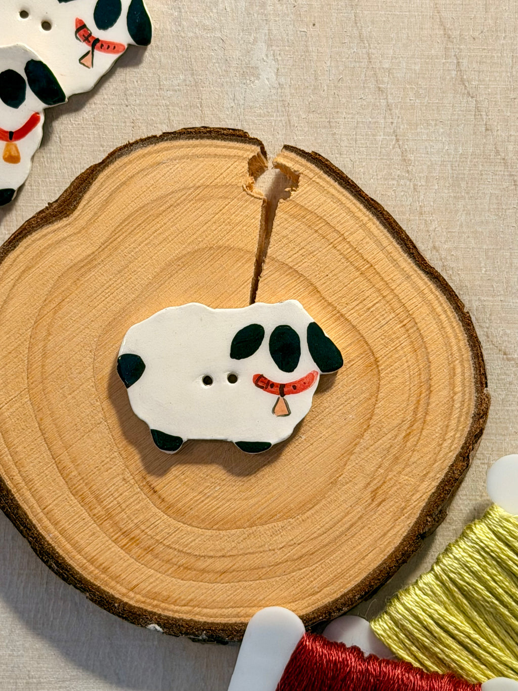 Handmade Ceramic Button for Cross Stitch – Ewe #2