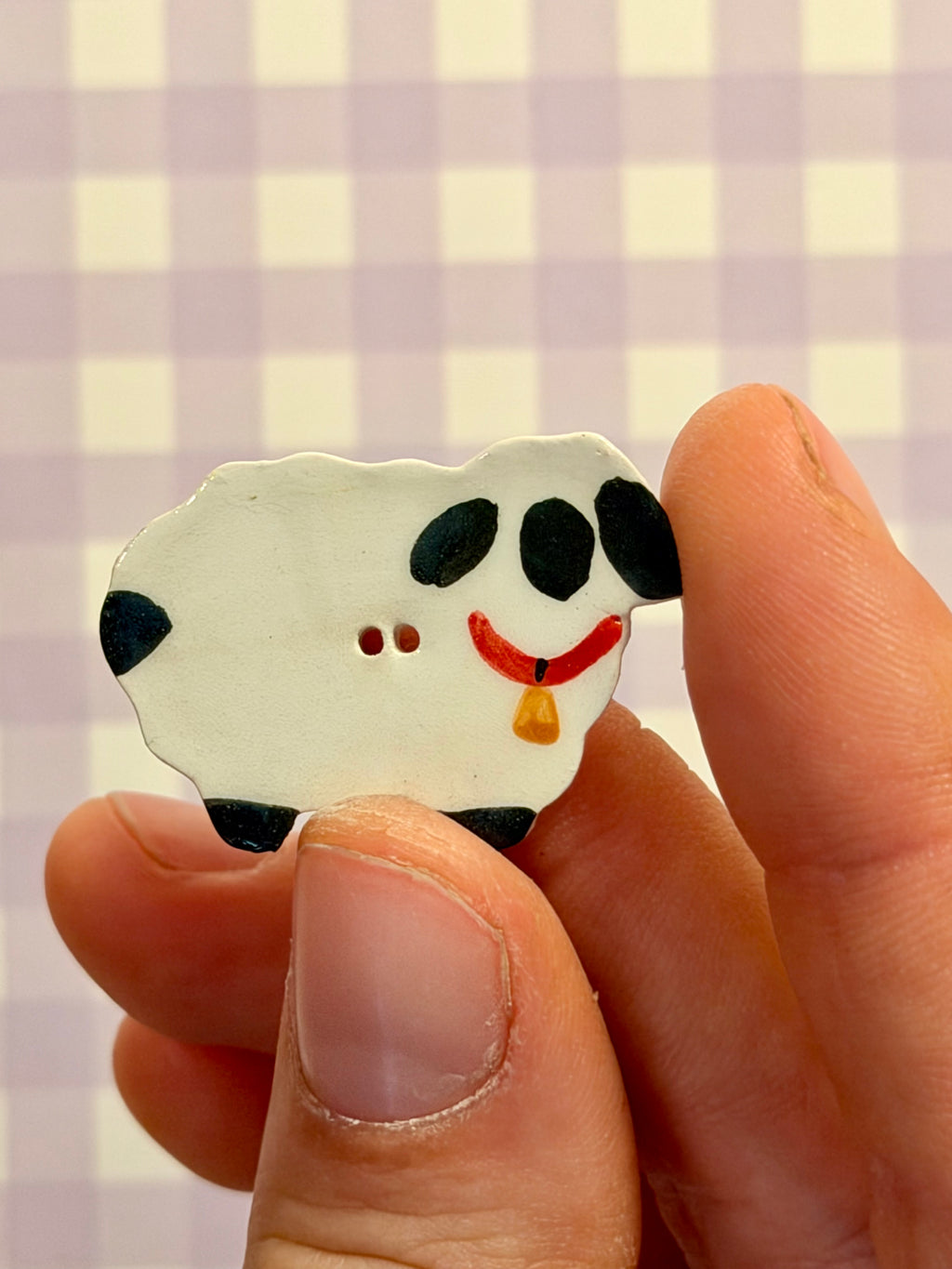 Handmade Ceramic Button for Cross Stitch – Ewe #2