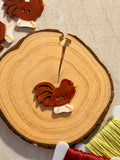 Handmade Ceramic Button for Cross Stitch – Brown Rooster