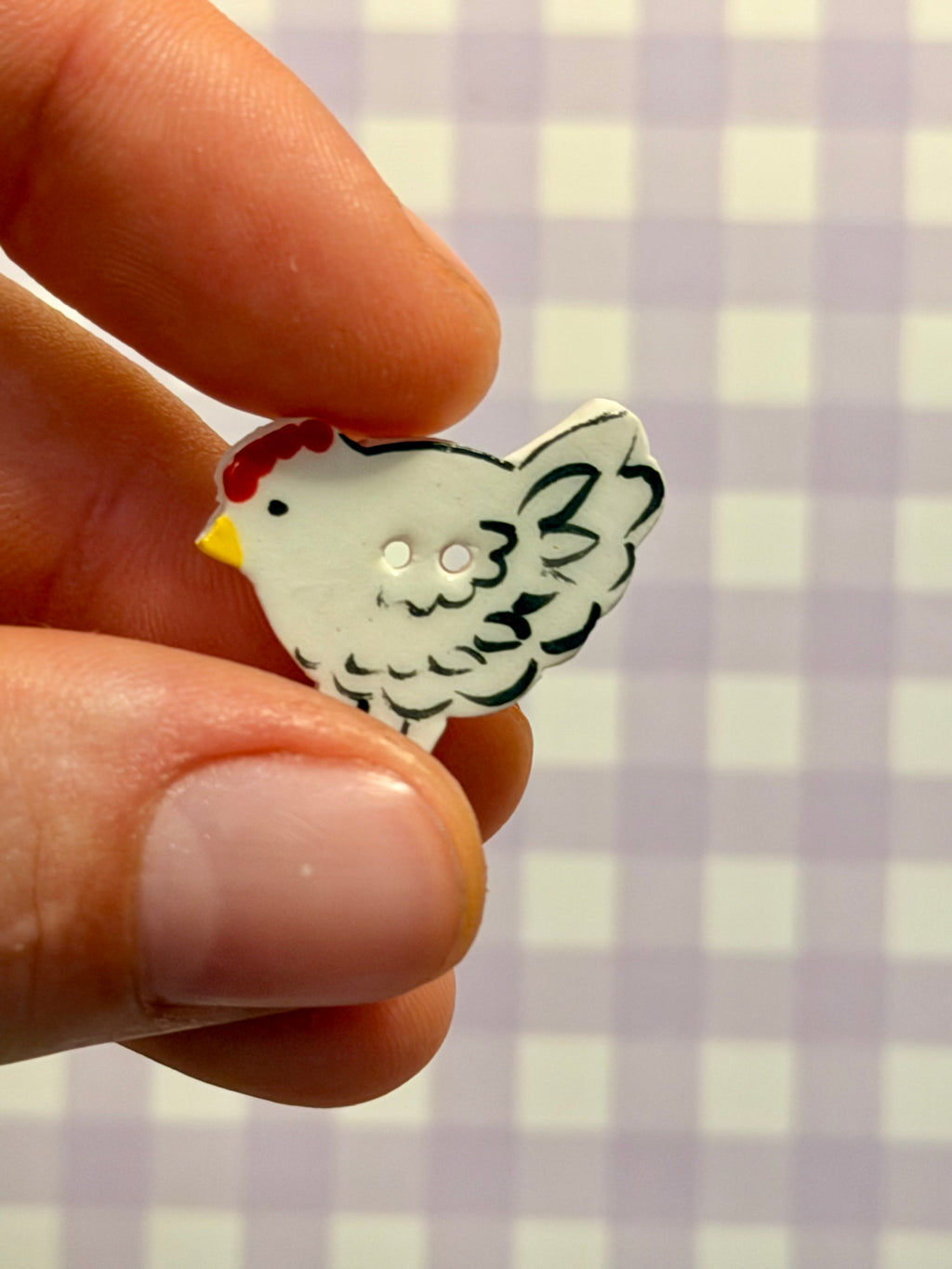 Handmade Ceramic Button for Cross Stitch – Chicken