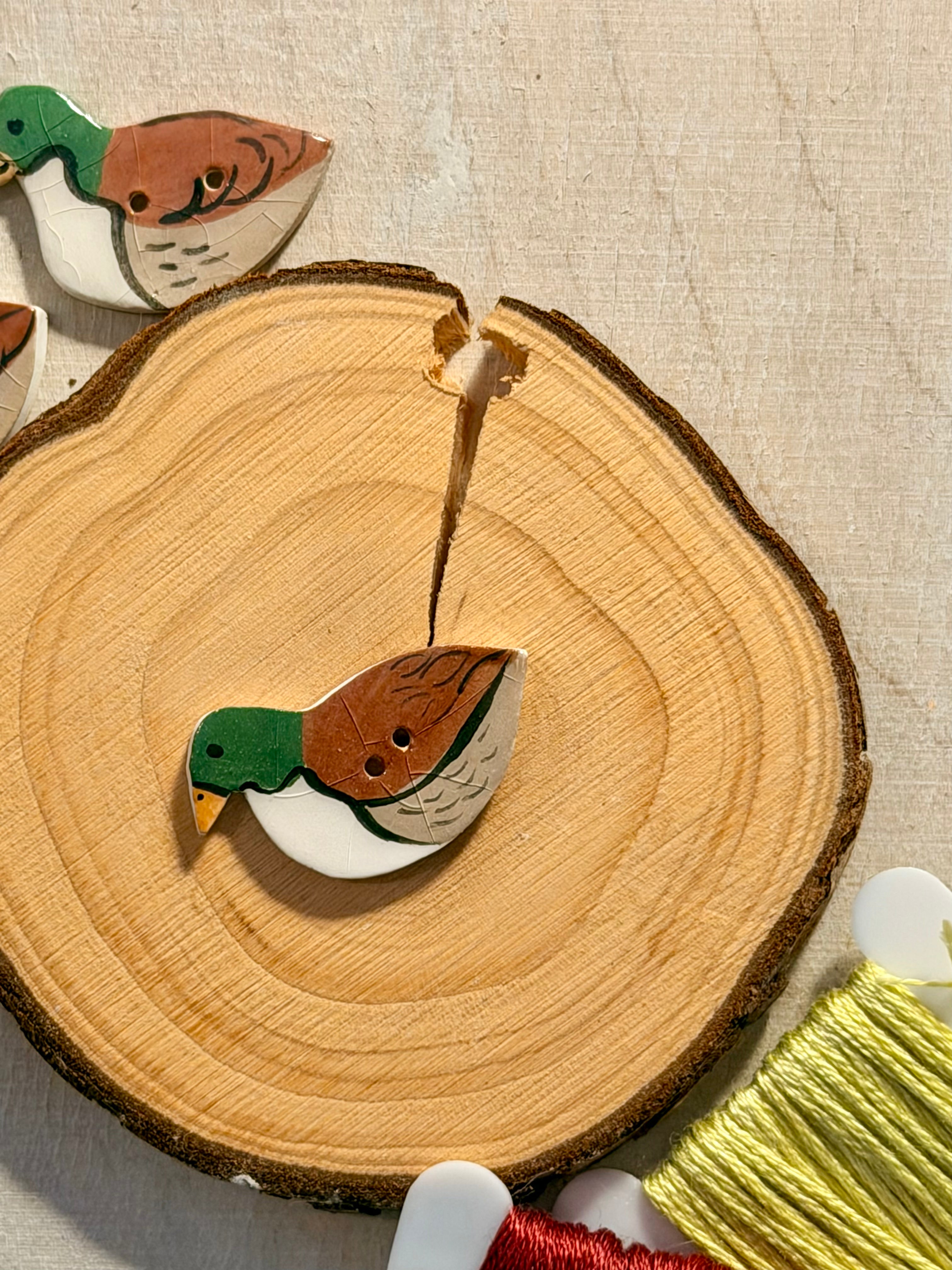 Handmade Ceramic Button for Cross Stitch – Duck