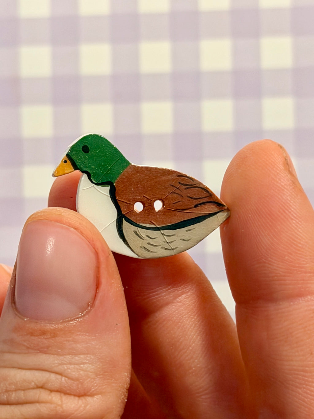 Handmade Ceramic Button for Cross Stitch – Duck