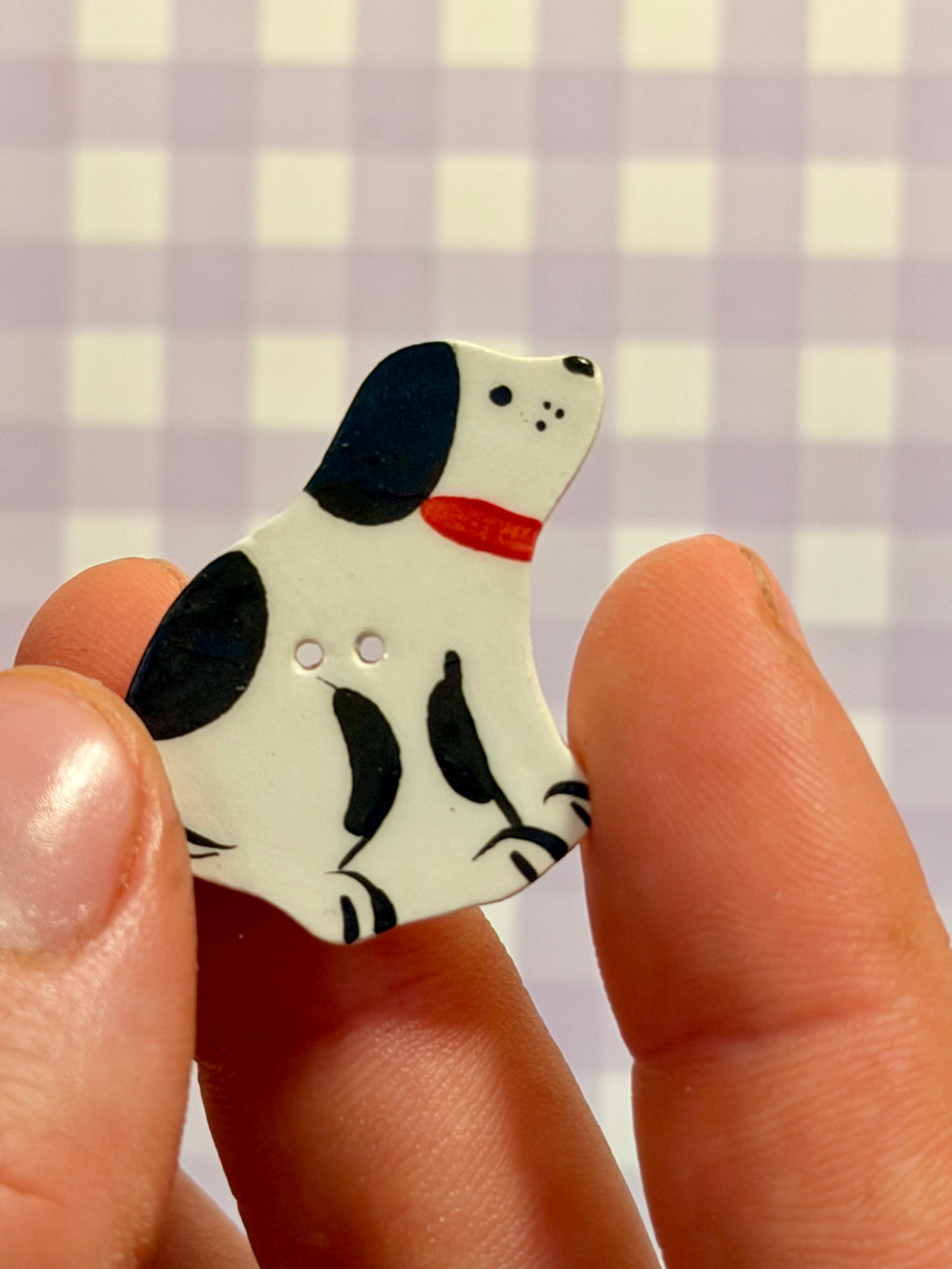 Handmade Ceramic Button for Cross Stitch – Dalmatian #1