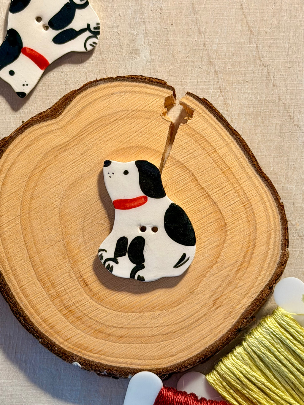 Handmade Ceramic Button for Cross Stitch – Dalmatian #2