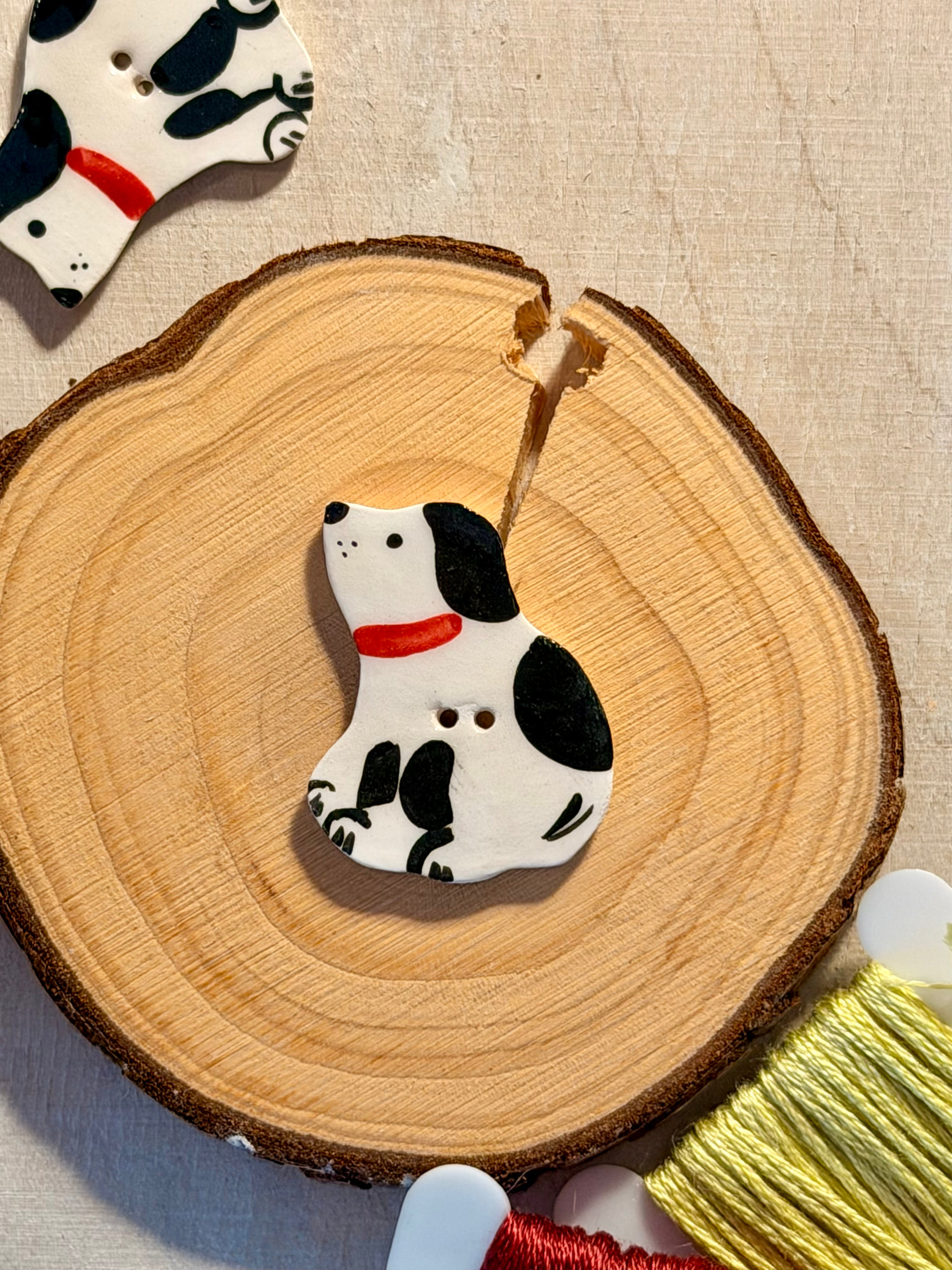 Handmade Ceramic Button for Cross Stitch – Dalmatian #2
