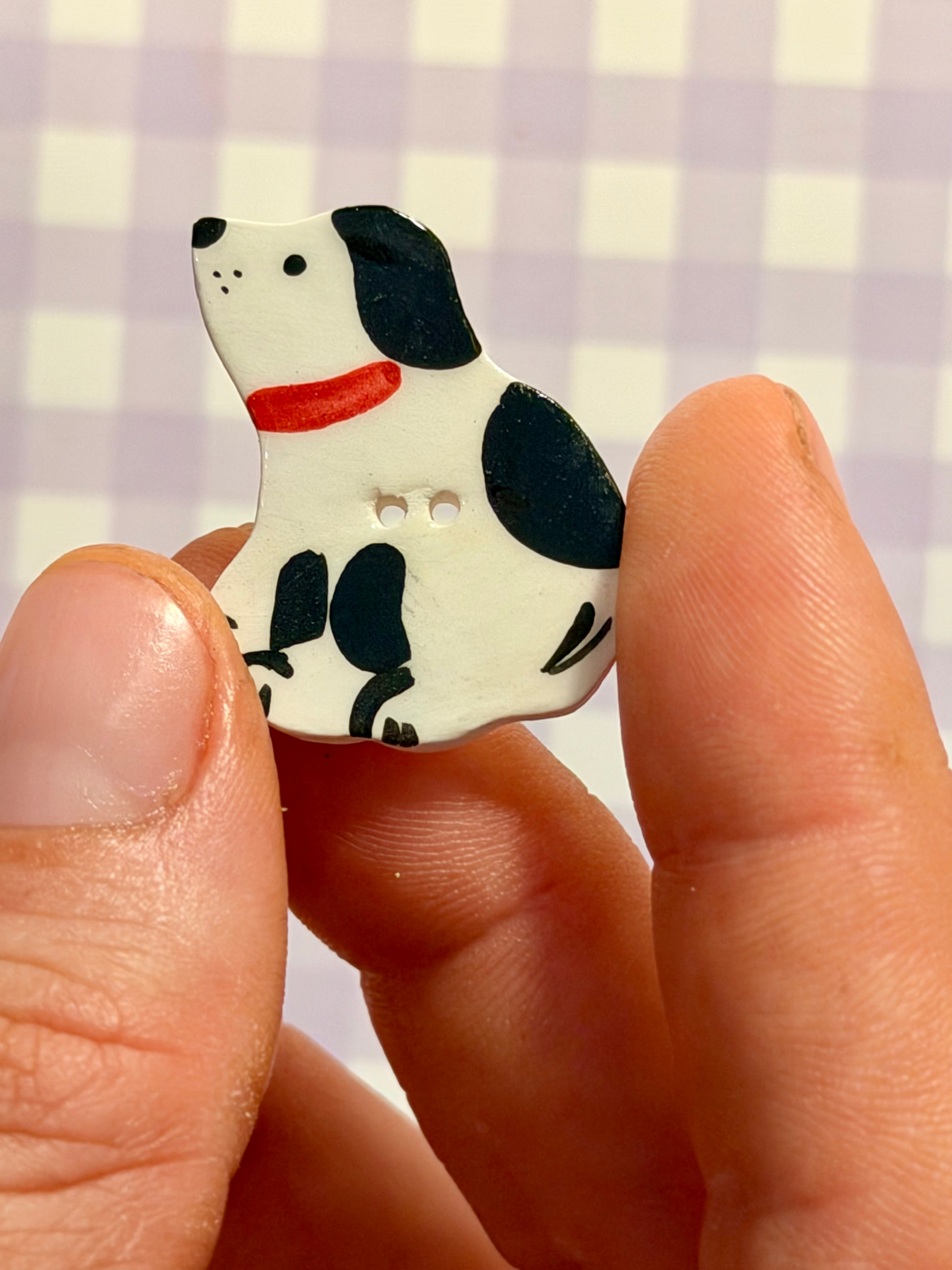 Handmade Ceramic Button for Cross Stitch – Dalmatian #2
