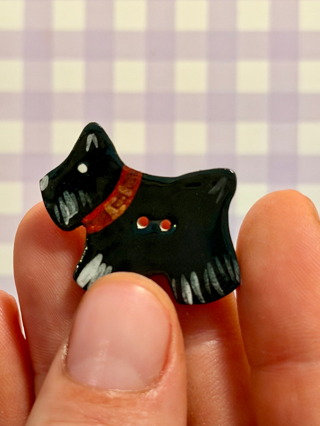 Handmade Ceramic Button for Cross Stitch – Terrier Black #2