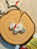 Handmade Ceramic Button for Cross Stitch – Terrier White