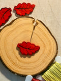 Handmade Ceramic Button for Cross Stitch – Red Leaf
