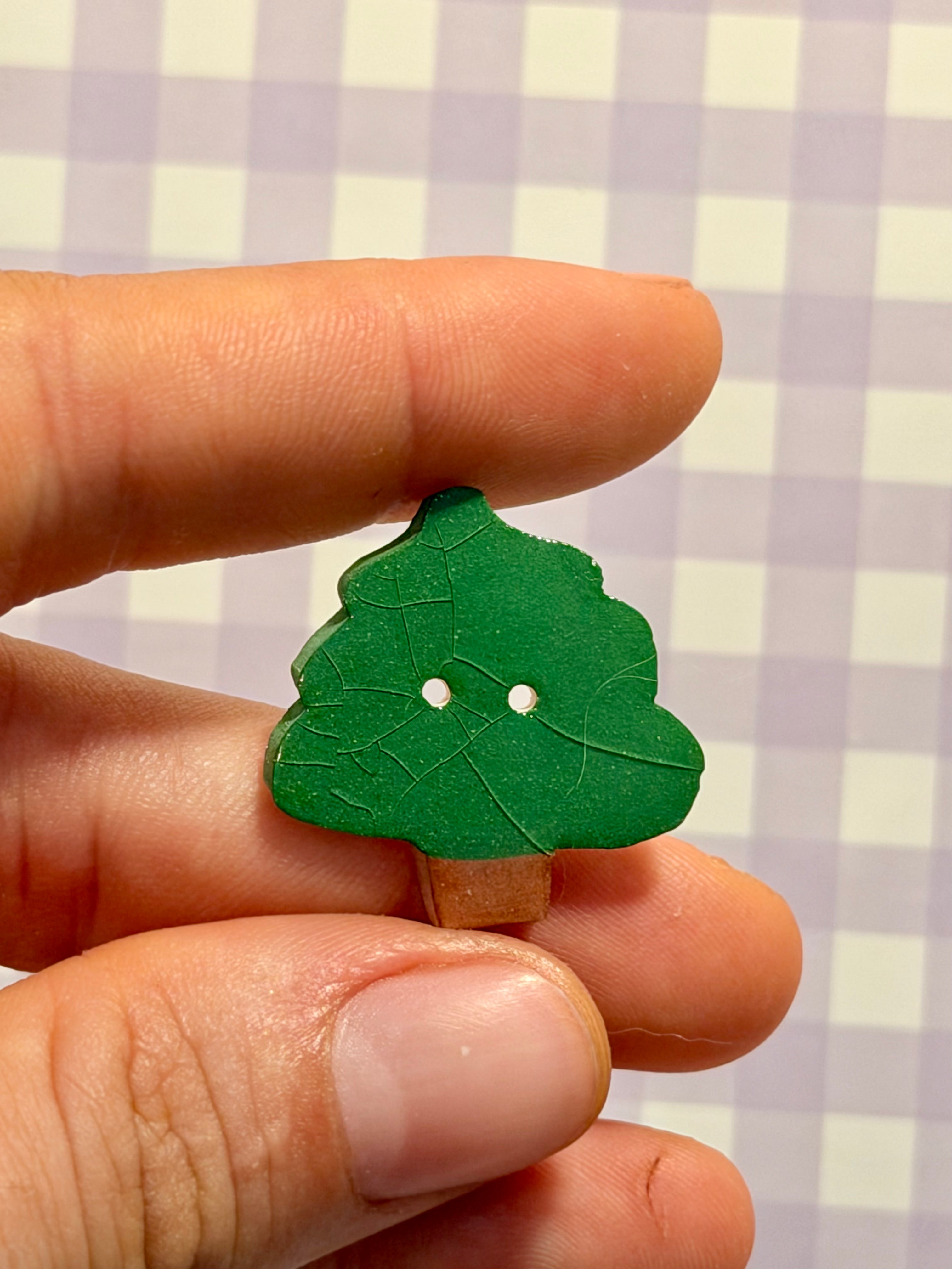 Handmade Ceramic Button for Cross Stitch – Wide Tree