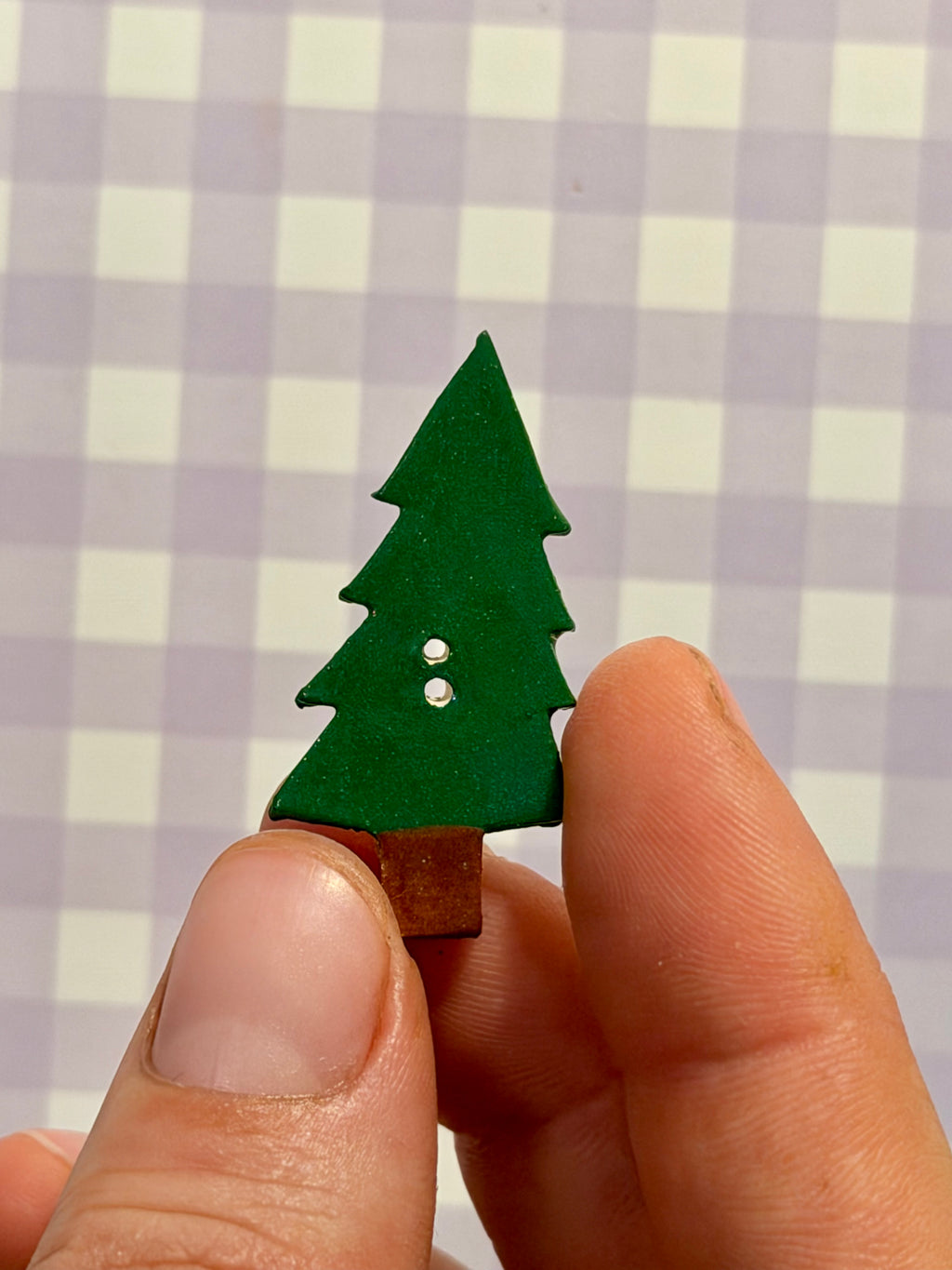 Handmade Ceramic Button for Cross Stitch – Tree